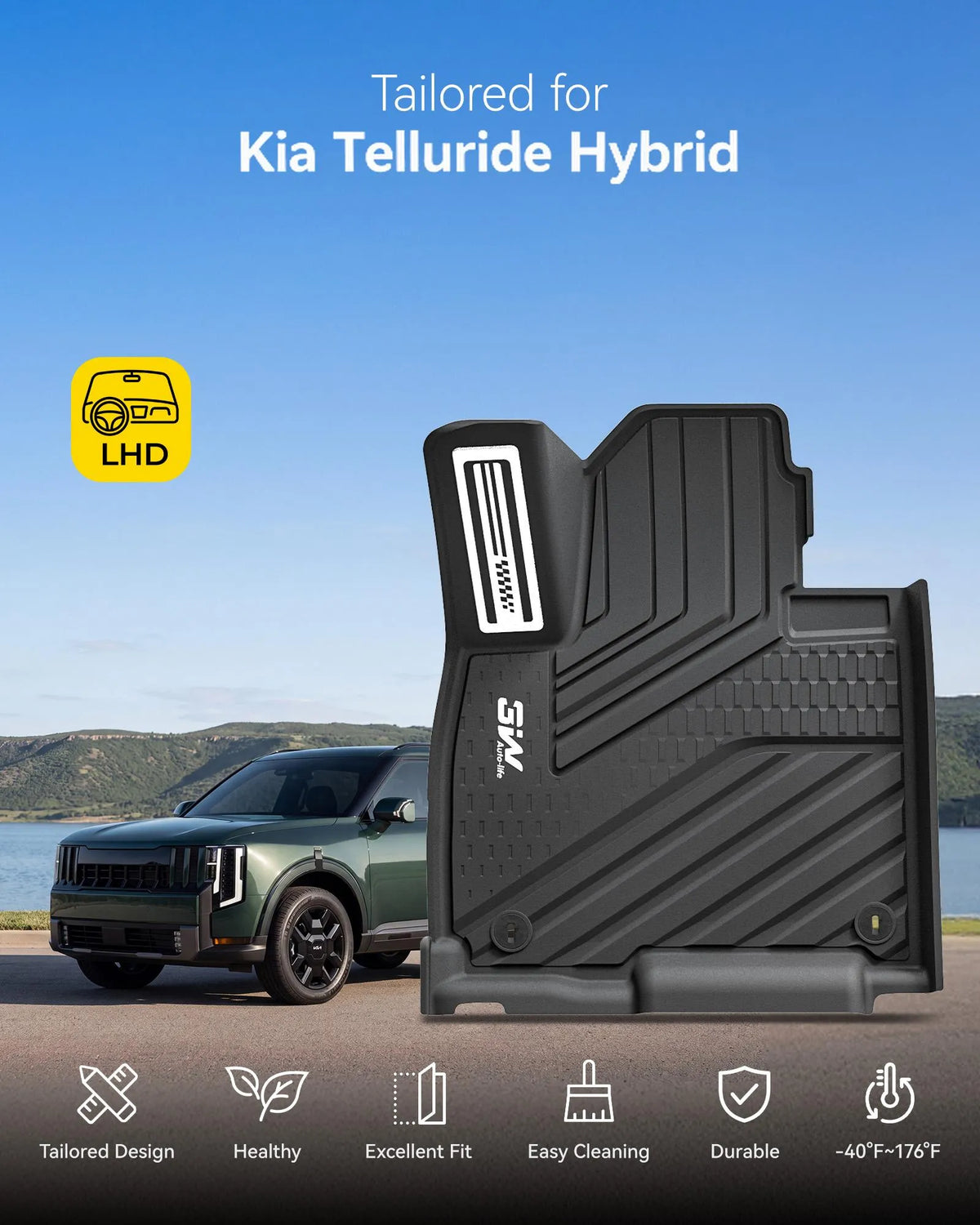 3W 2027 Kia Telluride Hybrid 7 & 8 Seats Floor Mats & Cargo Liner | Thorex™ All-Weather Protection
