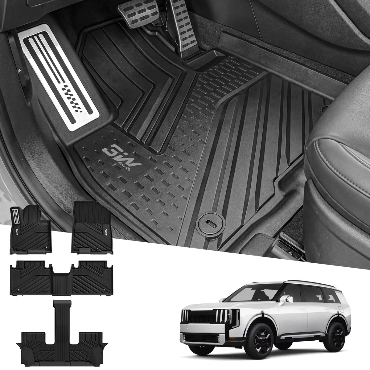 3W 2027 Kia Telluride Hybrid 7 & 8 Seats Floor Mats & Cargo Liner | Thorex™ All-Weather Protection