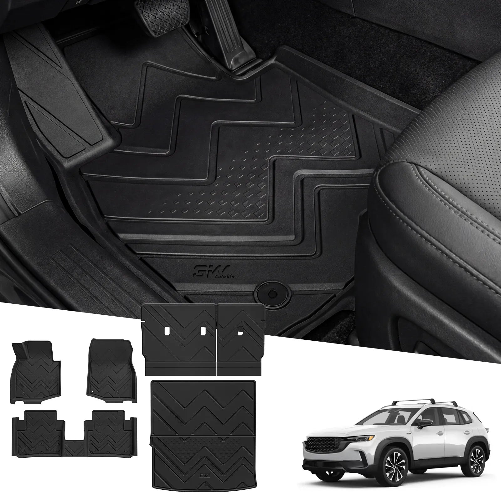 3W Mazda CX-50 Hybrid 2025-2026 Custom Floor Mats/ Cargo Liner/ Seat Back Protector Lumedge™ All-Weather Protection