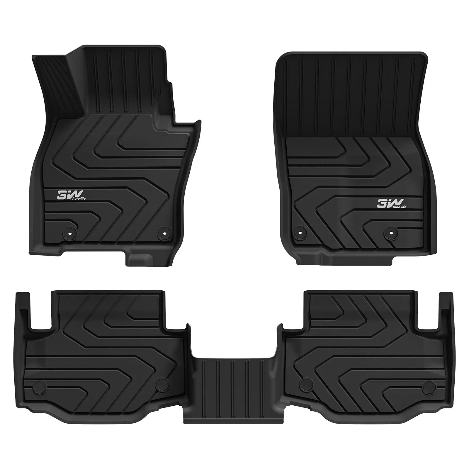 3W Floor Liner Fit for 2025 2026 Mazda CX-70 (Include PHEV), All Weather Protection TPE Heavy Duty Non-Slip Automotive CX70 Floor Liners Accessories, Black