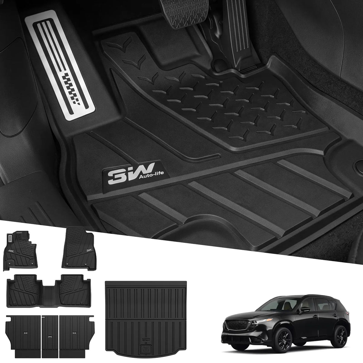 3W 2026-2027 Mazda CX-5 Floor Mats & Cargo Mat & Backrest Mats Thorex™ All-Weather Protection (Gasoline Only)