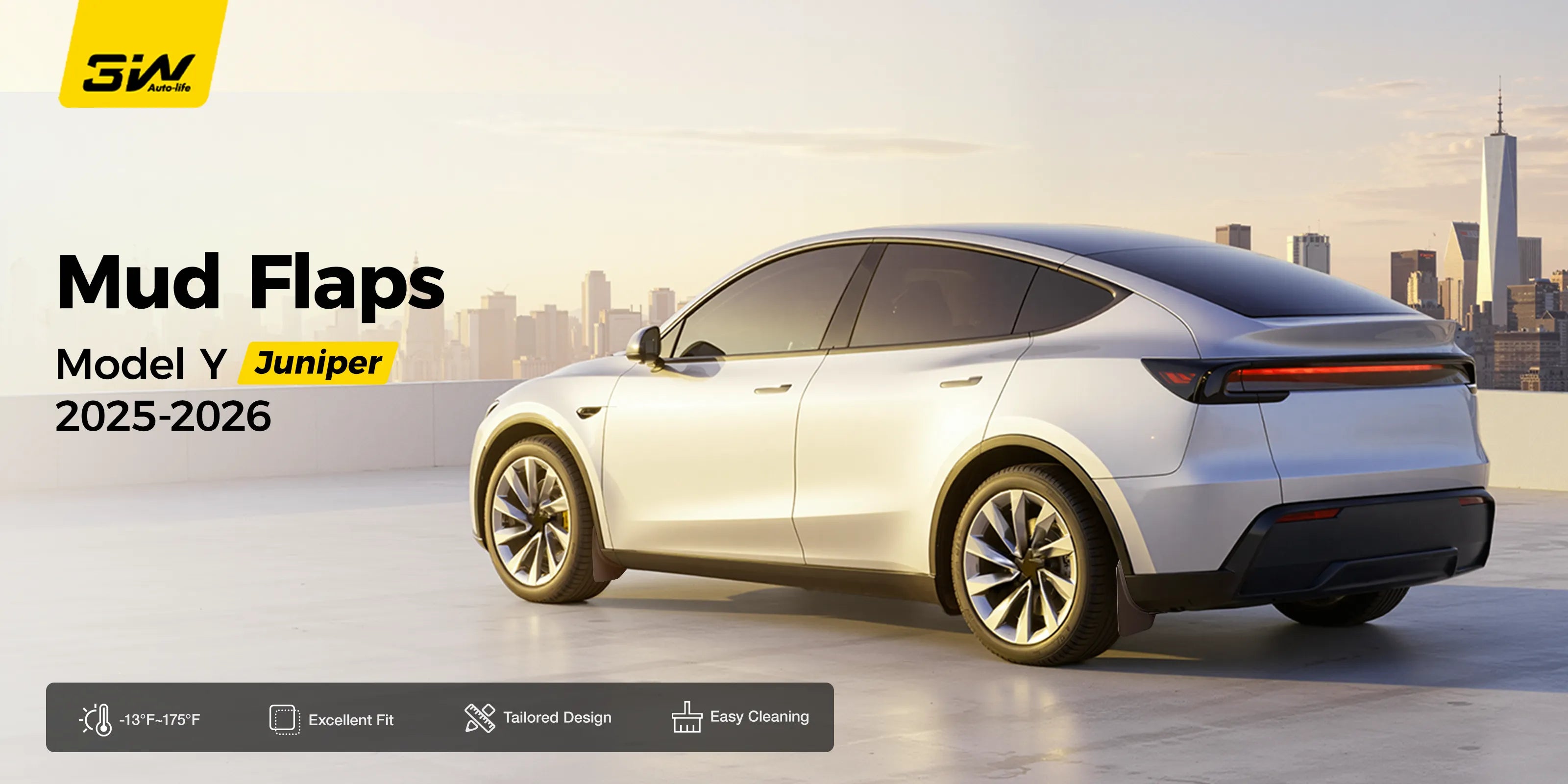 3W Mud Flaps For Tesla Model Y Juniper 2025-2026 Protect Paint No Drilling Required OEM-Fit & Flexible Effortlessly Rinses Clean