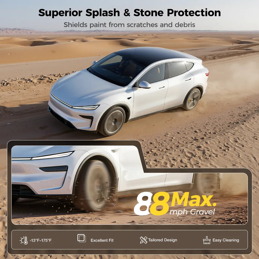 3W Mud Flaps For Tesla Model Y Juniper 2025-2026 Protect Paint No Drilling Required OEM-Fit & Flexible Effortlessly Rinses Clean