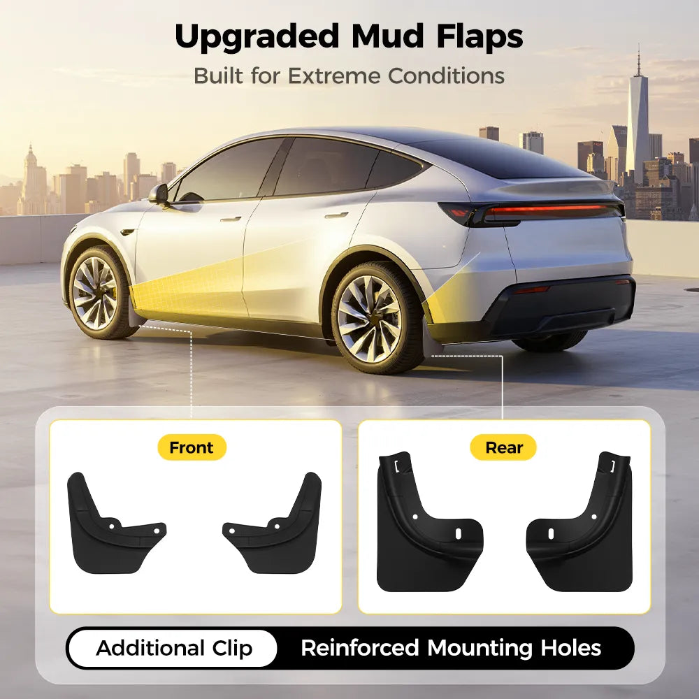3W Mud Flaps For Tesla Model Y Juniper 2025-2026 Protect Paint No Drilling Required OEM-Fit & Flexible Effortlessly Rinses Clean