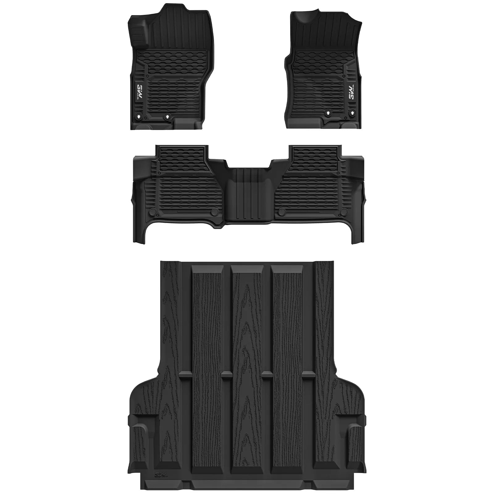 3W Floor Mats & Truck Bed Mat for Nissan Frontier 2025 2024 2023 2022 Crew Cab(NOT for 2nd with Under Seat Speaker), All Weather TPE Custom Fit Car Liner for Frontier