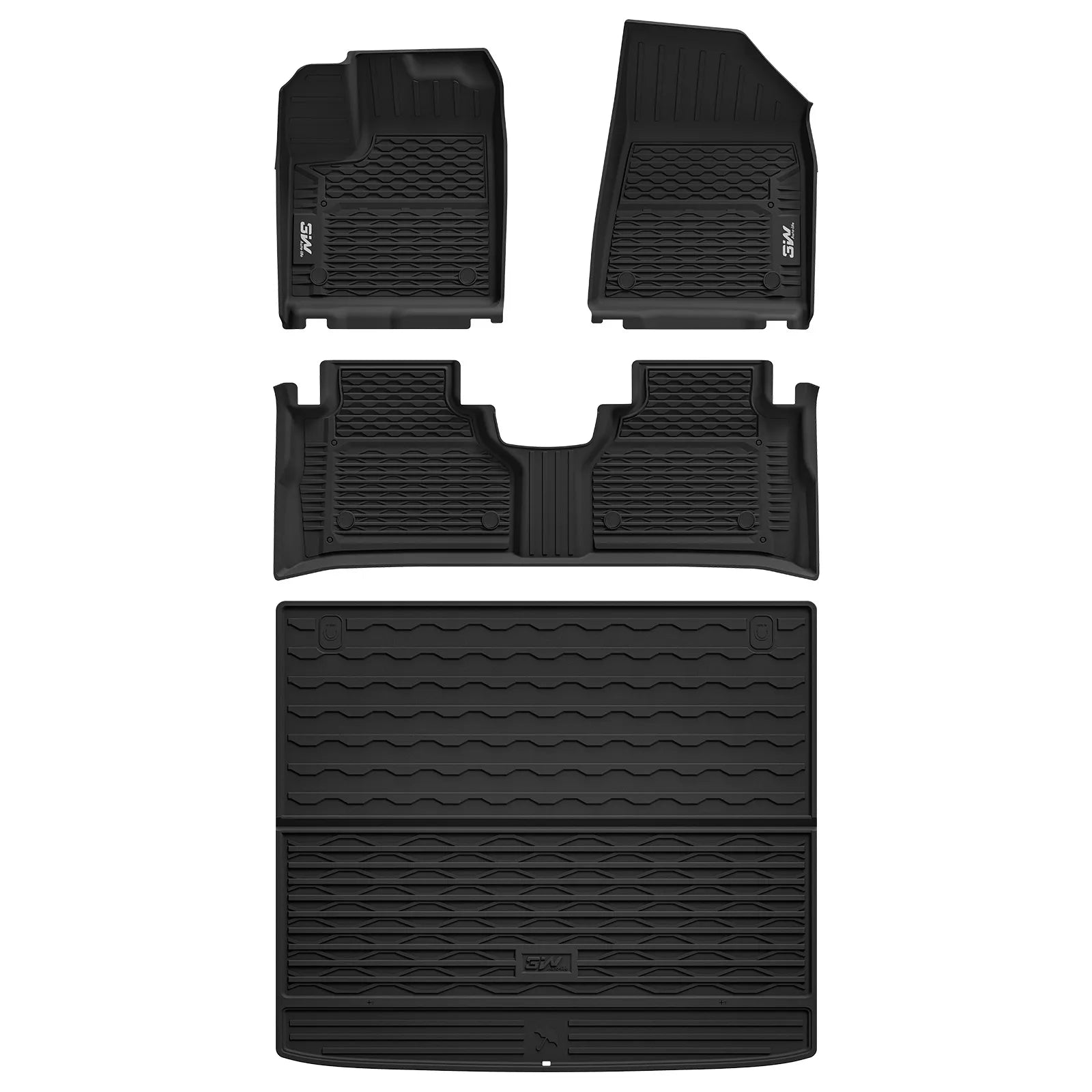 3W Floor Mats & Cargo Liner Fit Nissan Murano 2025, All Weather TPE Non-Slip Custom Fit Floor Liners Set for Murano, Heavy Duty Automotive Protection Full Set Car Mats & Trunk Mat, Black