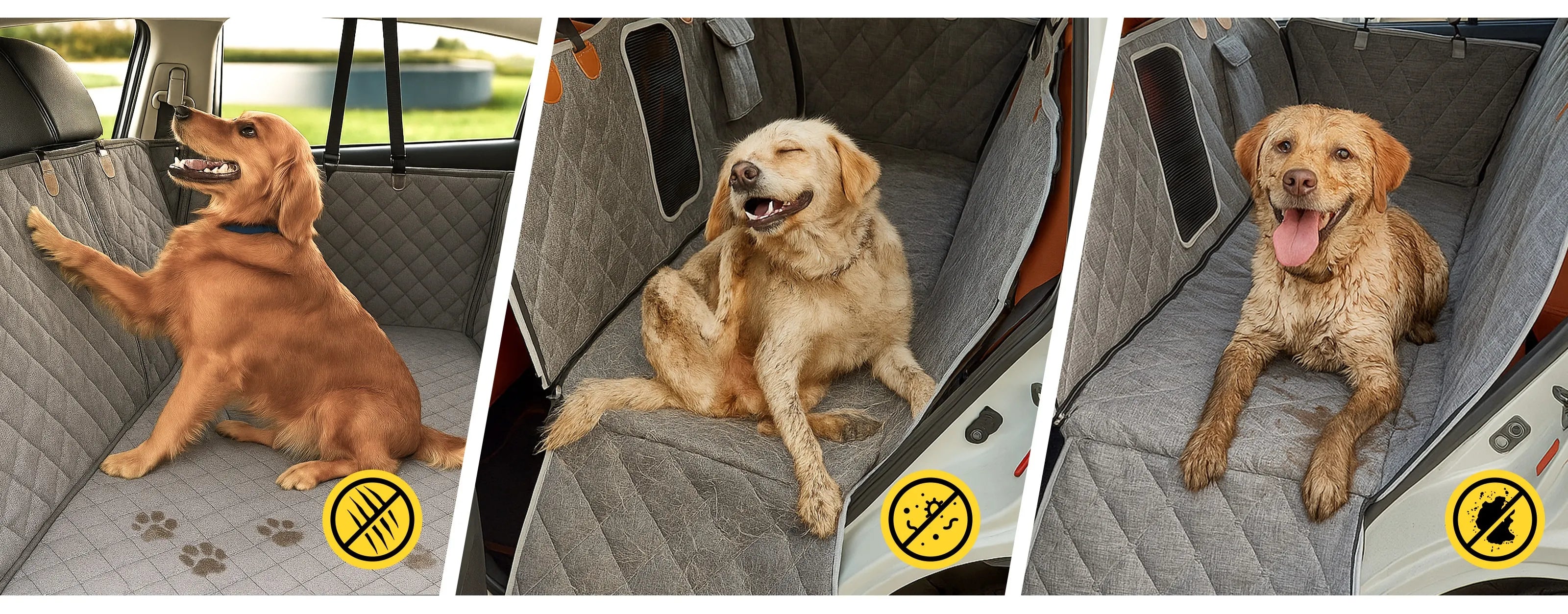 3W Dog Car Back Seat Cover Car Seat Protector Waterproof Non-Slip Rear Seat Cover fits for Most Cars Trucks SUVs