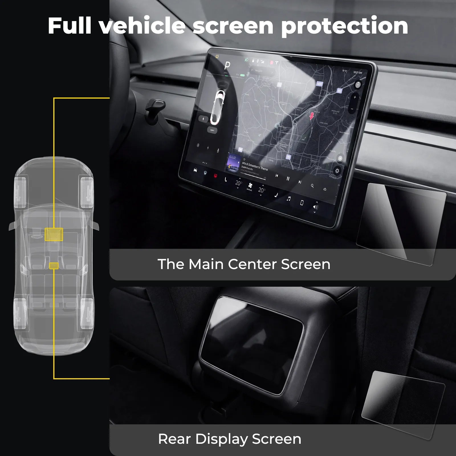 3W Tempered Glass Screen Protector Fo3W Tempered Glass Screen Protector For Tesla Model 3 Highland 2024-2025/ Y Juniper 2025-2026 Car Accessories anti-glare smooth touch easy installation