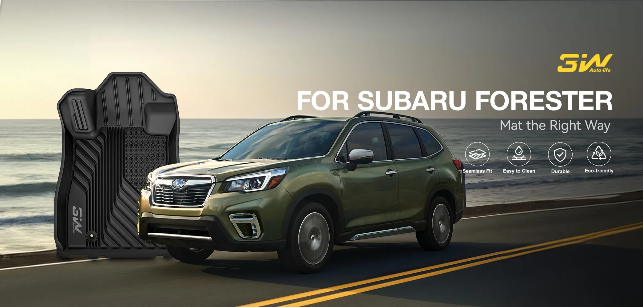 3W Subaru Forester 2019-2024 Custom Floor Mats TPE Material & All-Weather Protection Vehicles & Parts 3Wliners 2019-2024 Forester 2019-2024 1st&2nd Row Mats