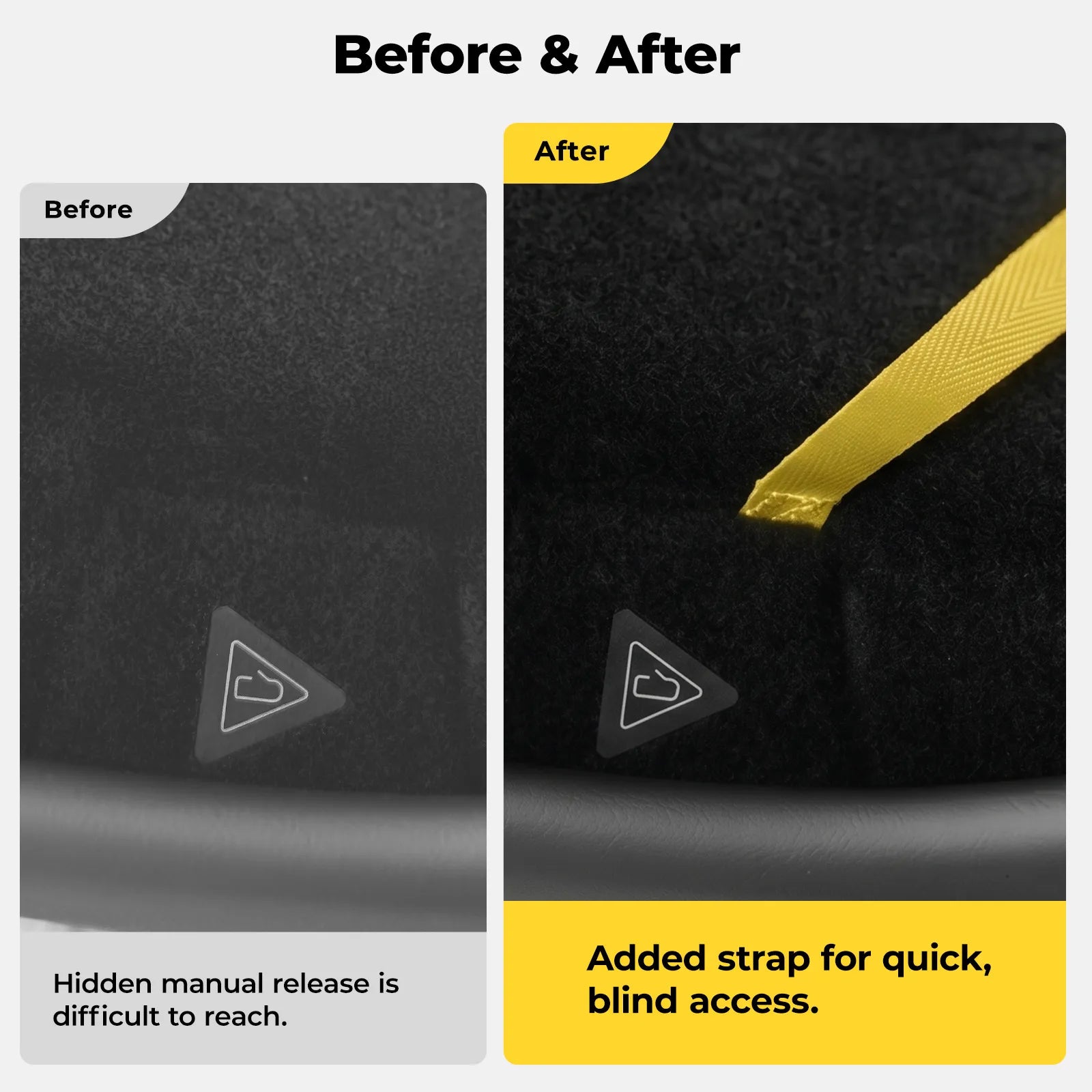 Custom-fit TPE door pocket organizer and emergency release strap set for the 2024-2026 Tesla Model 3 Highland, designed for a seamless fit in the side door storage slots.