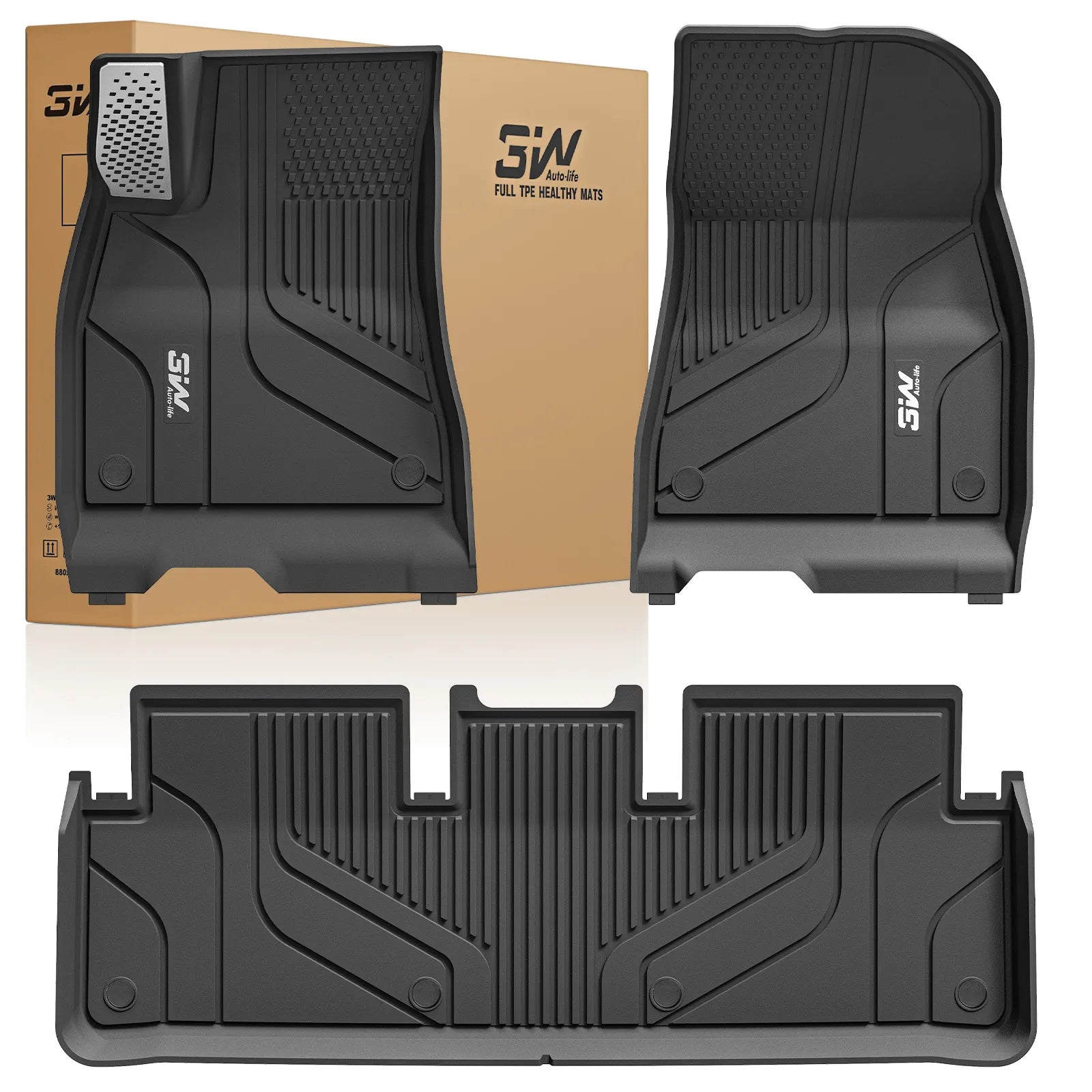 3W Tesla Model 3 2024 Highland New Generation Custom Floor Mats / Trunk Mats TPE Material & All-Weather Protection Vehicles & Parts 3Wliners 2024 2024 Model 3 Highland New Generation 1st&2nd Row Mats With Metal Pedal