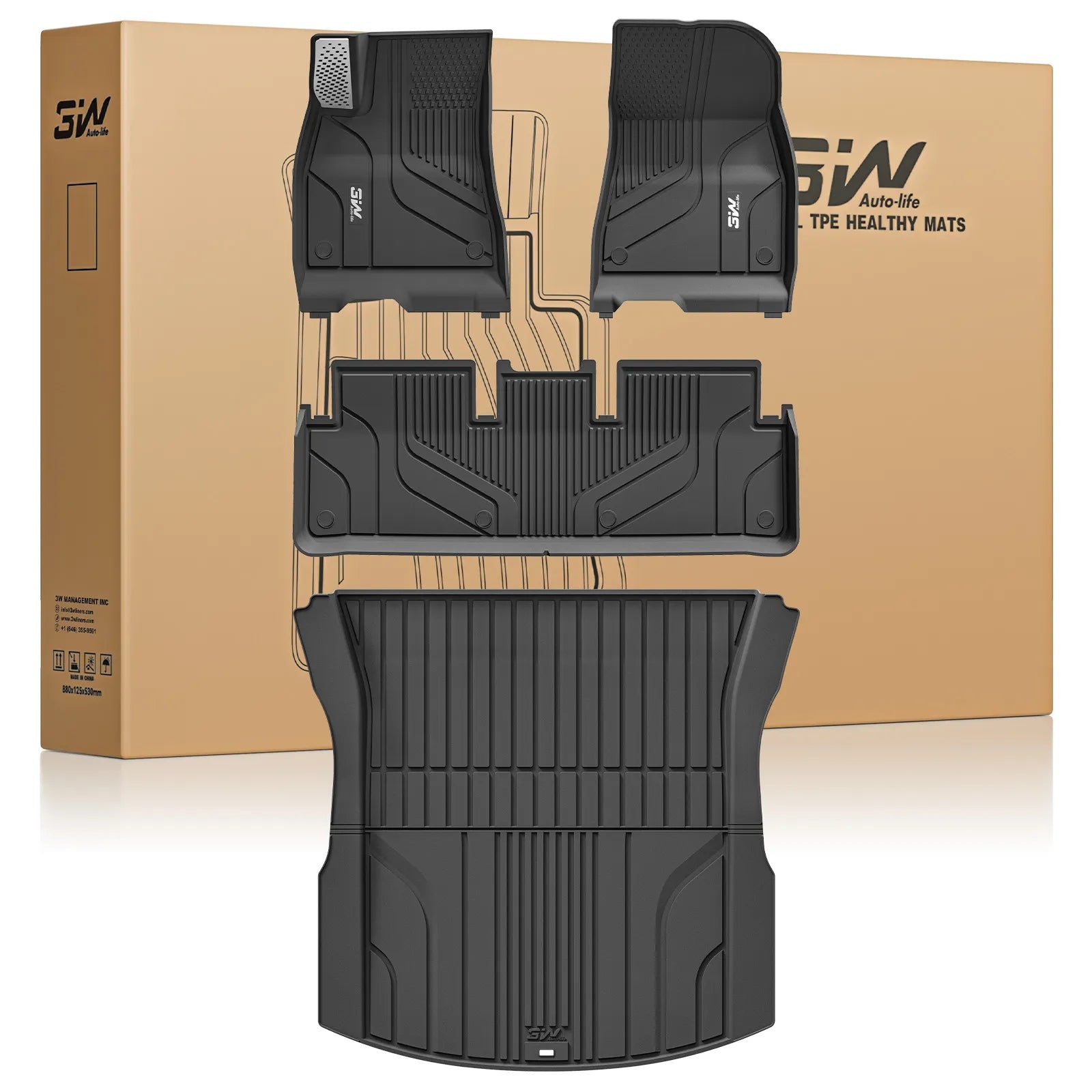 3W Tesla Model 3 2024 Highland New Generation Custom Floor Mats / Trunk Mats TPE Material & All-Weather Protection Vehicles & Parts 3Wliners 2024 2024 Model 3 Highland New Generation 1st&2nd Row+ Trunk Mat With Metal Pedal