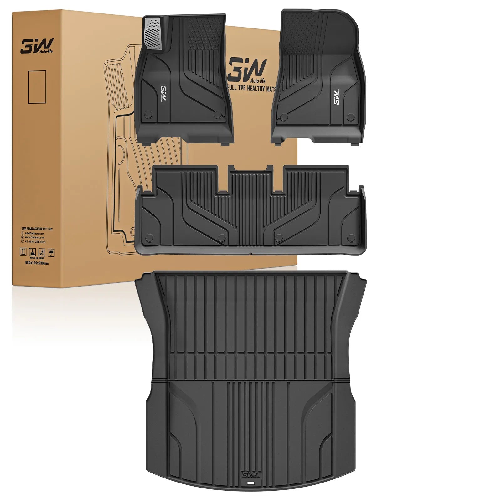 3W Tesla Model 3 2024 Highland New Generation Custom Floor Mats / Trunk Mats TPE Material & All-Weather Protection Vehicles & Parts 3Wliners 2024 2024 Model 3 Highland New Generation 1st&2nd Row+ Trunk Mat With Metal Pedal