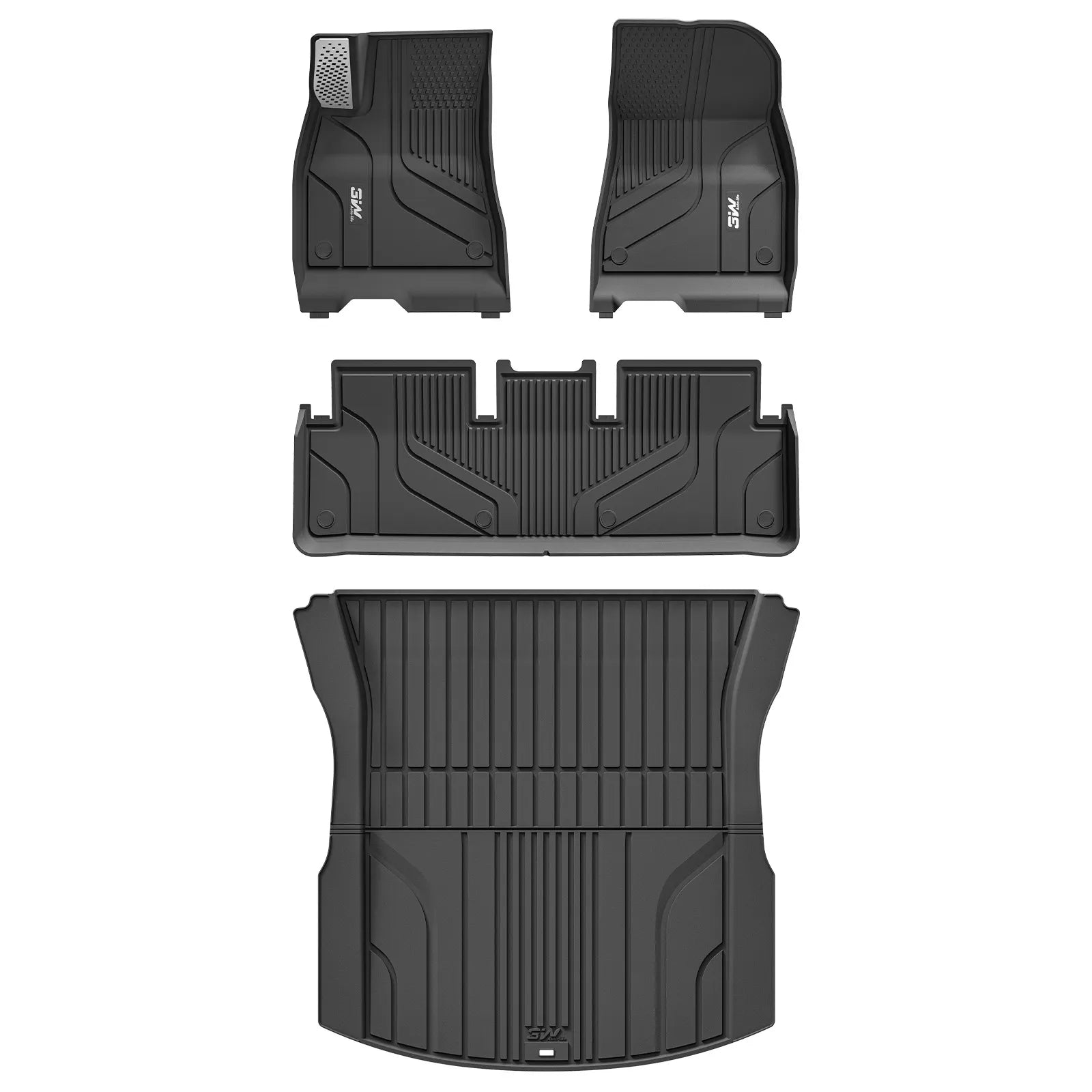 3W Tesla Model 3 2024 Highland New Generation Custom Floor Mats / Trunk Mats TPE Material & All-Weather Protection Vehicles & Parts 3Wliners 2024 2024 Model 3 Highland New Generation 1st&2nd Row+ Trunk Mat With Metal Pedal