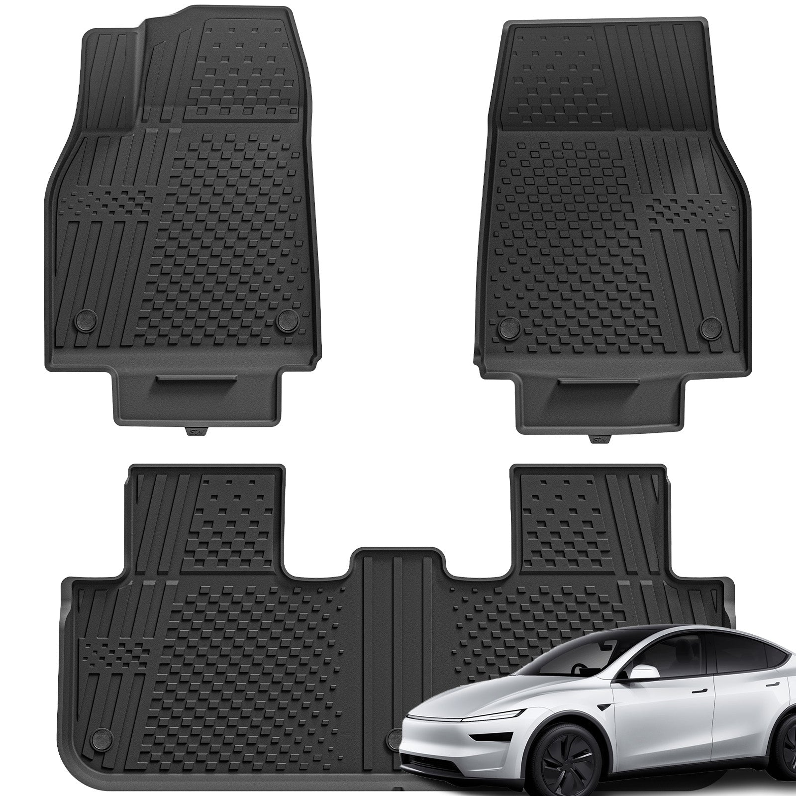3W Tesla Model Y Juniper 2025 2026 Custom Floor Mats Lumedge™ All-Weather Protection 5-Seater