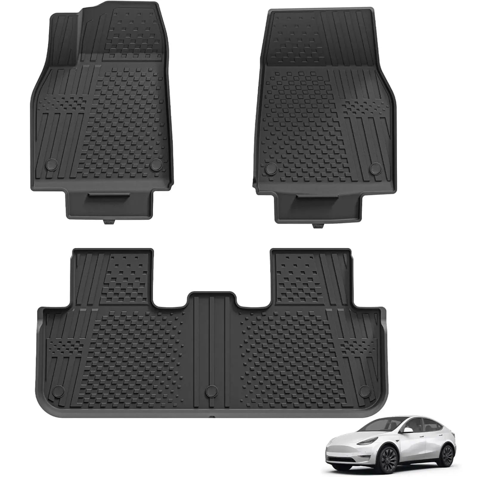 3W Tesla Model Y Juniper 2025 2026 Custom Floor Mats Lumedge™ All-Weather Protection 5-Seater