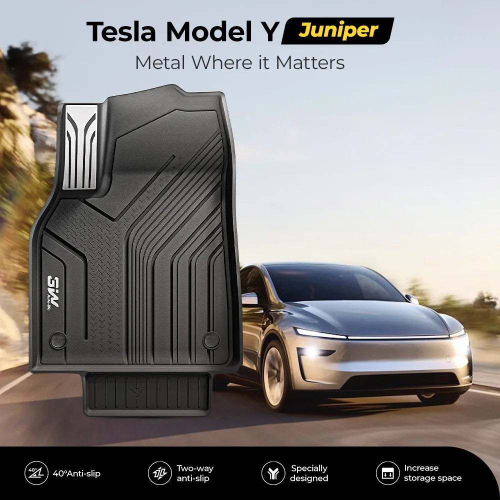 3W Floor Mats / Trunk Mat for Tesla Model Y Juniper 2025-2026 All Weather Protection Floor Mats Trunk Mat Back Seat Cover Set Full Protcetion