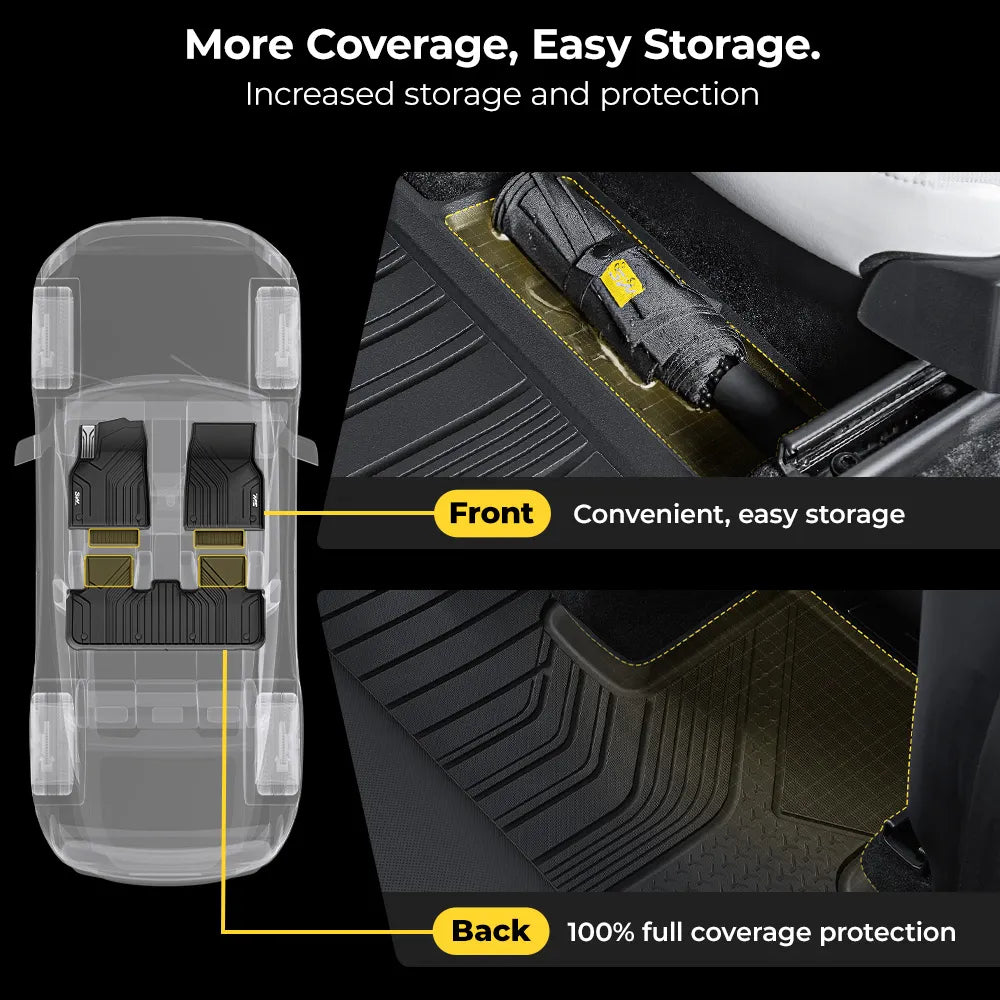 3W Floor Mats / Trunk Mat for Tesla Model Y Juniper 2025-2026 All Weather Protection Floor Mats Trunk Mat Back Seat Cover Set Full Protcetion