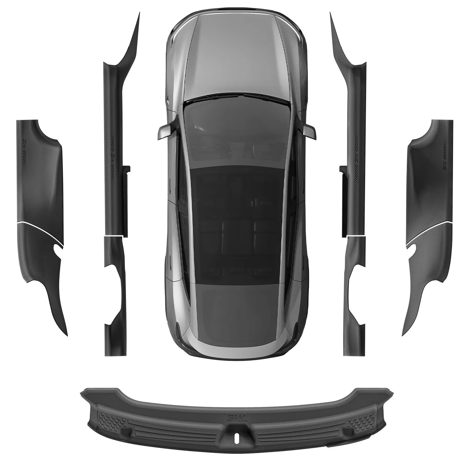 3W Tesla Model Y Juniper Door Sill Protector 2025 2026 Front & Rear, Trunk Sill Protector, Door Entry Guard, Anti-dust Cover, Anti-Scratch Plate, Edge Guards, TPE Customized Car Accessories Black