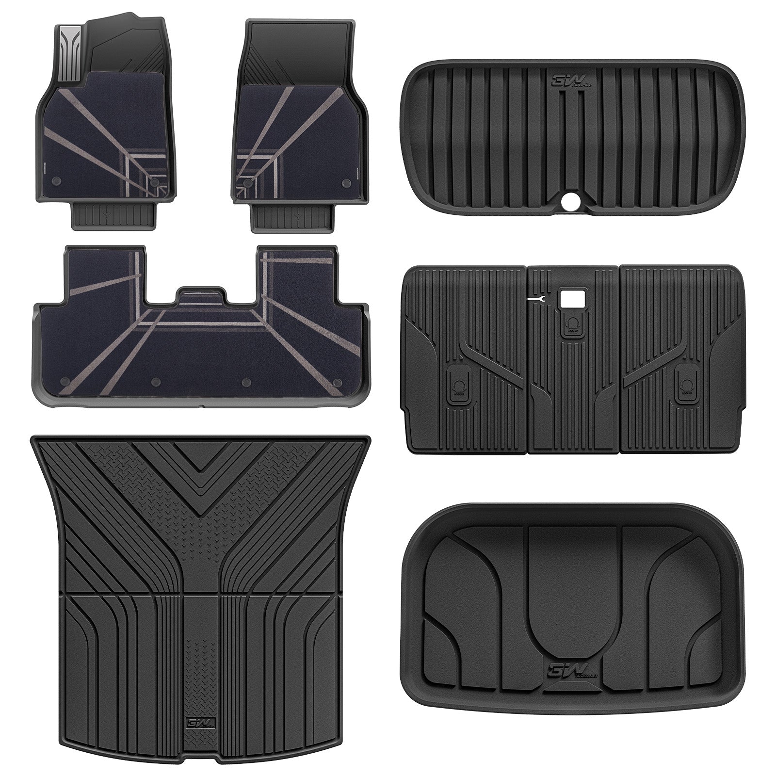 3W Tesla Model Y Juniper Floor Mats, 9PCS with Double Layered Carpets, New Pulsar Flow Design Carpet, Mental Pedal, Double Layer, 2025 2026 Model Y Acecessories, TPE All Weather Waterproof Custom Fit Automotive Liners and Truck Car Liners