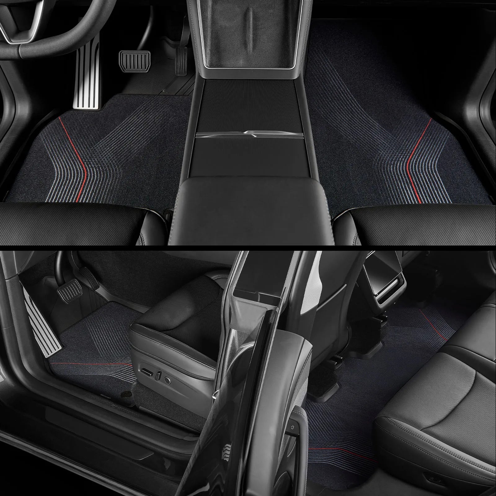 3W Tesla Model Y Juniper Floor Mats, 9PCS with Double Layered Carpets, New Star Trail Design Carpet, Mental Pedal, Double Layer, 2025 2026 Model Y Acecessories, TPE All Weather Waterproof Custom Fit Automotive Liners and Truck Car Liners