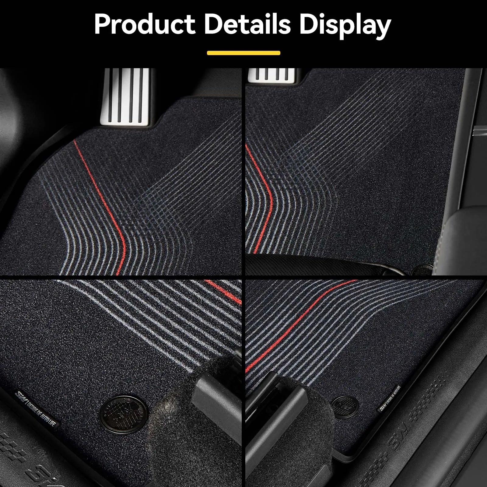 3W Tesla Model Y Juniper Floor Mats, 9PCS with Double Layered Carpets, New Star Trail Design Carpet, Mental Pedal, Double Layer, 2025 2026 Model Y Acecessories, TPE All Weather Waterproof Custom Fit Automotive Liners and Truck Car Liners