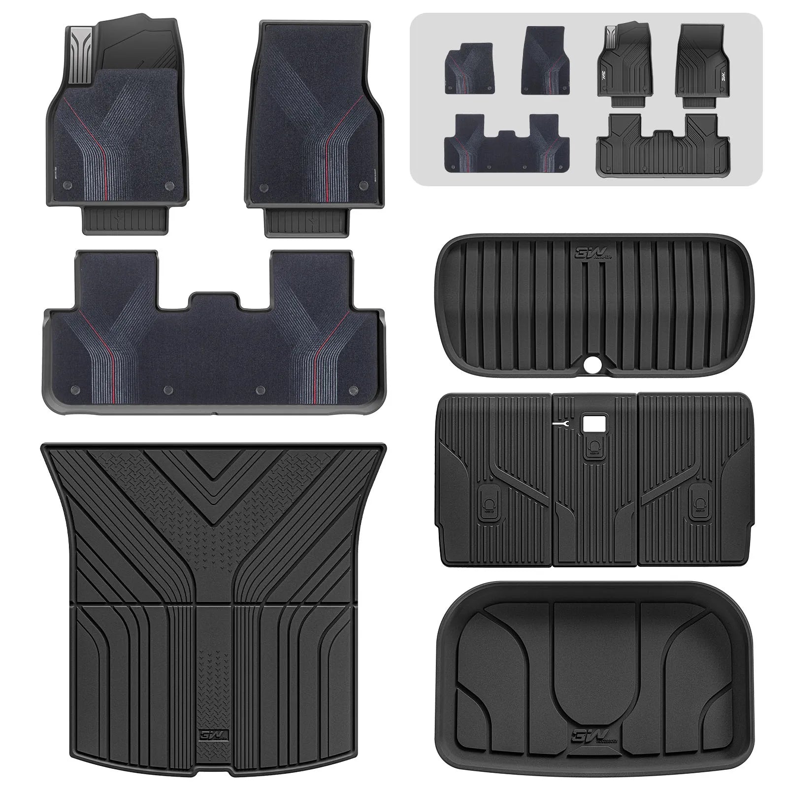 3W Tesla Model Y Juniper Floor Mats, 9PCS with Double Layered Carpets, New Star Trail Design Carpet, Mental Pedal, Double Layer, 2025 2026 Model Y Acecessories, TPE All Weather Waterproof Custom Fit Automotive Liners and Truck Car Liners