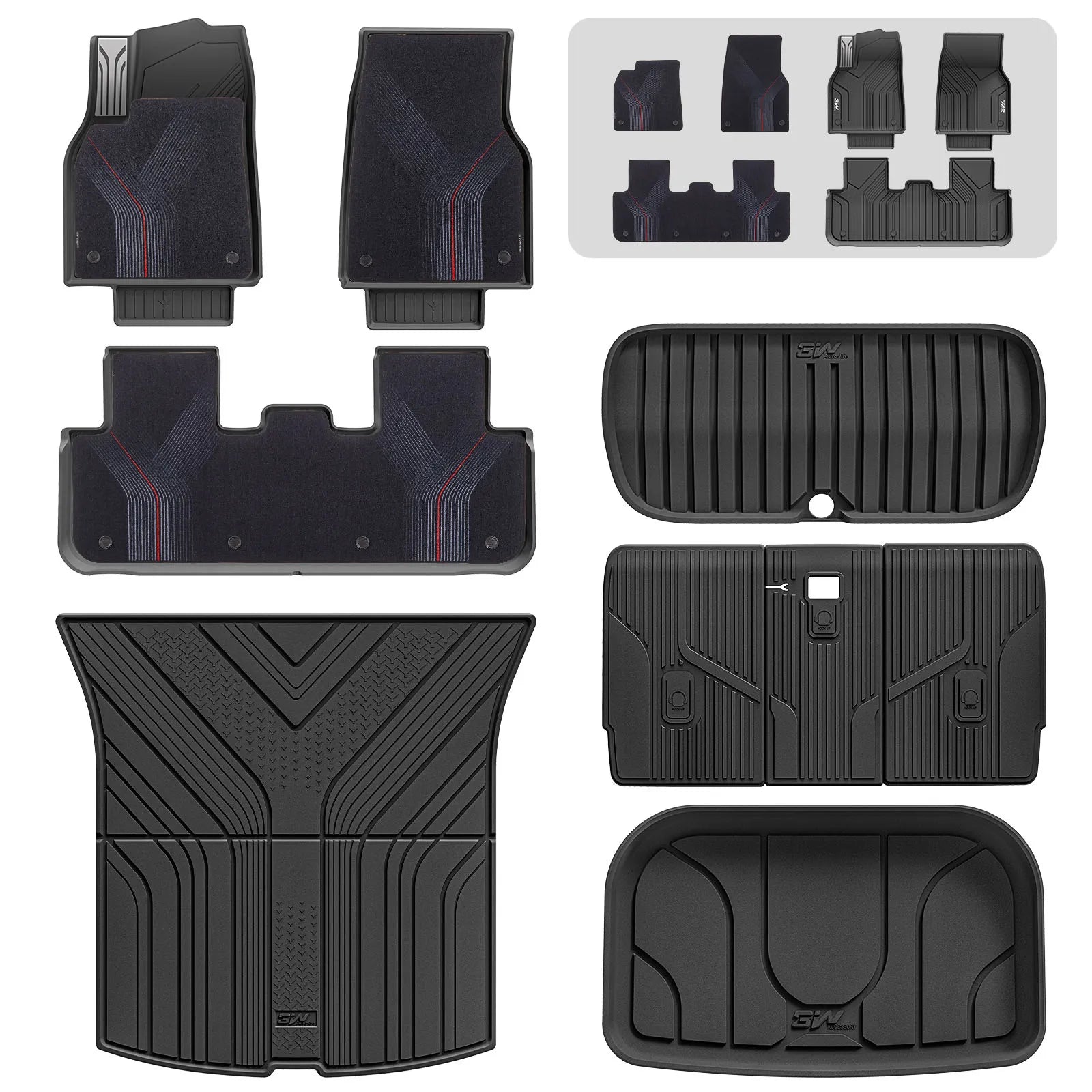 3W Tesla Model Y Juniper Floor Mats, 9PCS with Double Layered Carpets, New Star Trail Design Carpet, Mental Pedal, Double Layer, 2025 2026 Model Y Acecessories, TPE All Weather Waterproof Custom Fit Automotive Liners and Truck Car Liners