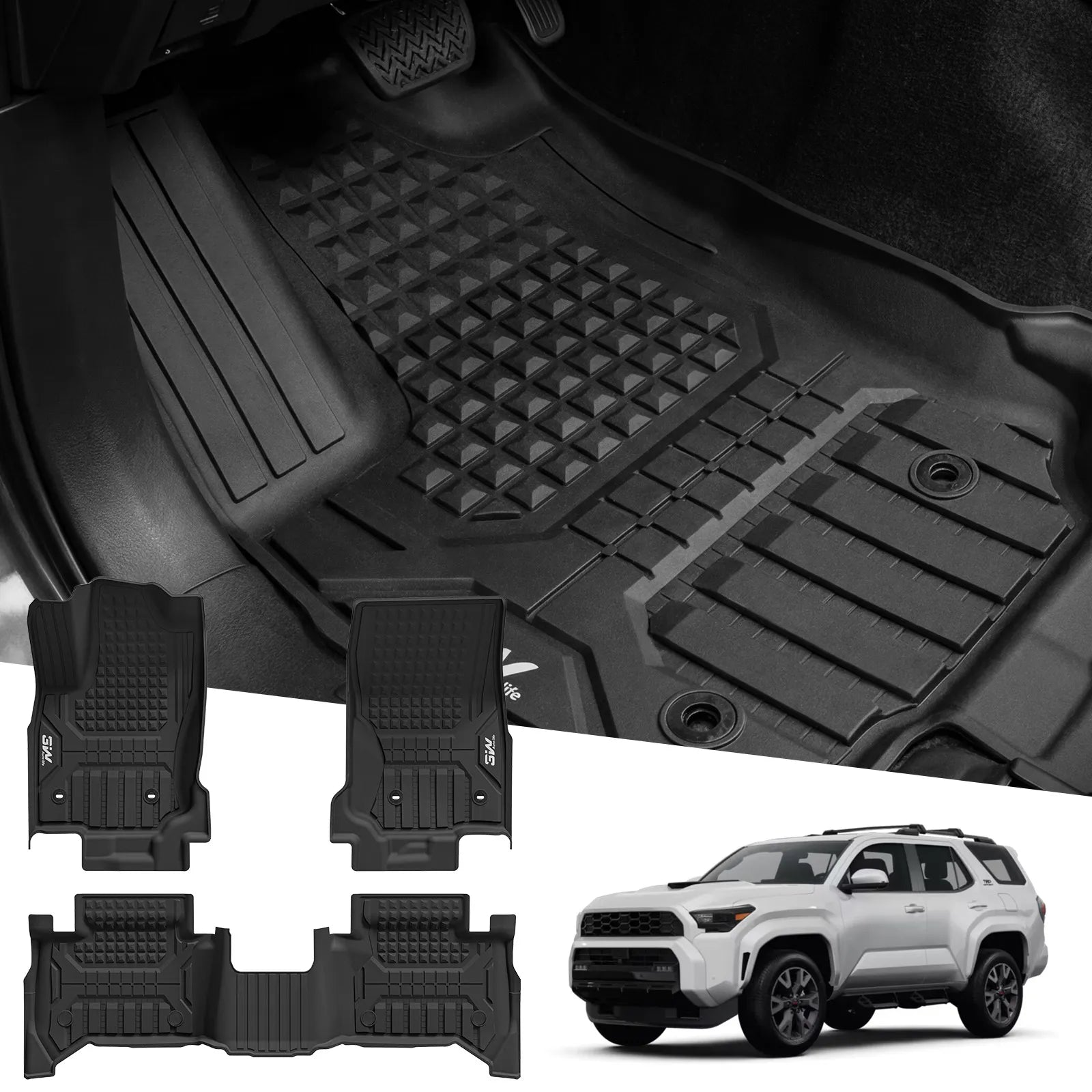 Floor Mats for Toyota 4Runner 2025-2026 Gas Models & 5-Seat Only TPE Car Mats All Weather Protection Custom Fit Easy Clean Durable