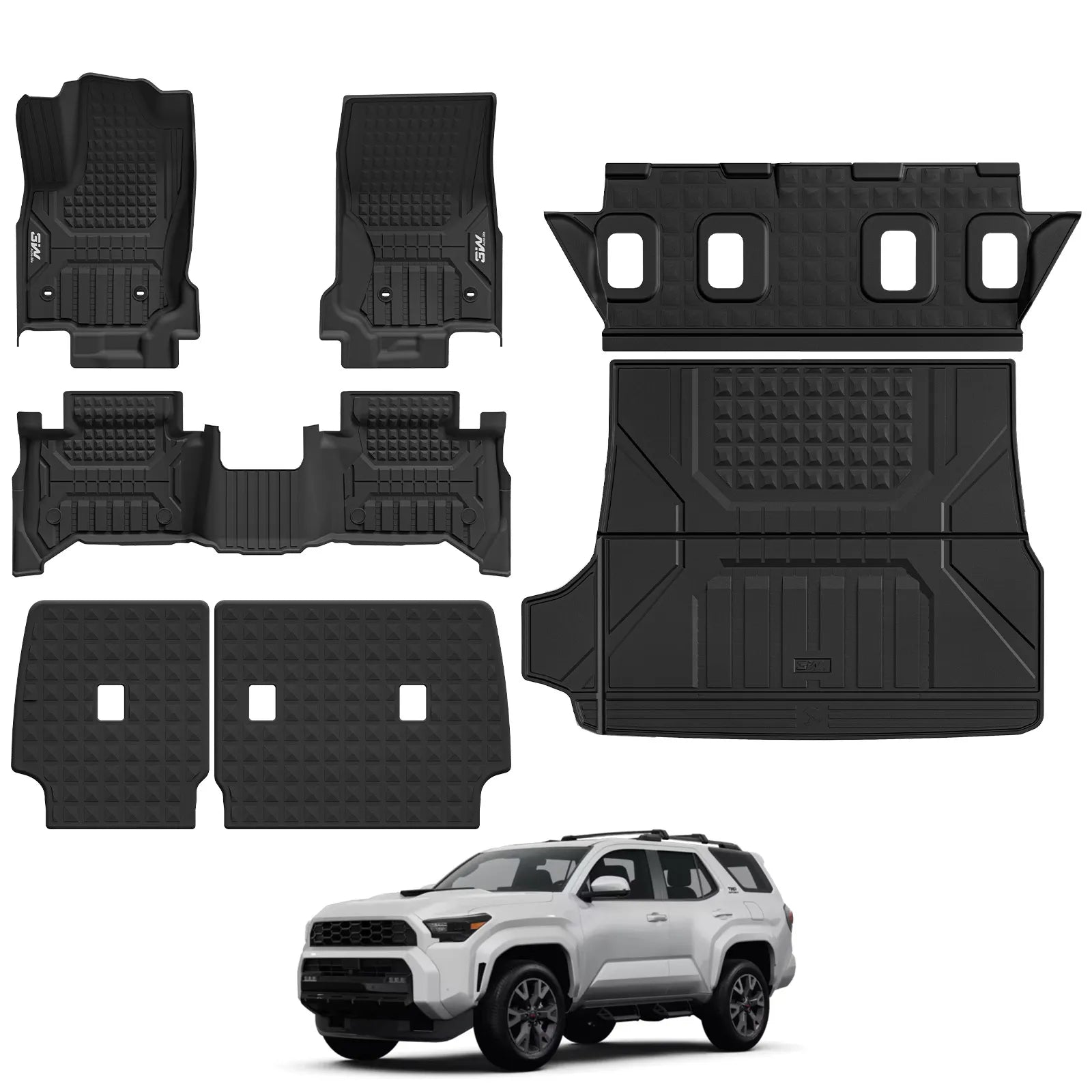 Floor Mats/ Cargo Liner/ Seat Back Protector Full Set for Toyota 4Runner 2025-2026 Gas Models & 5-Seat Only TPE Car Mats All Weather Protection Custom Fit Easy Clean Durable