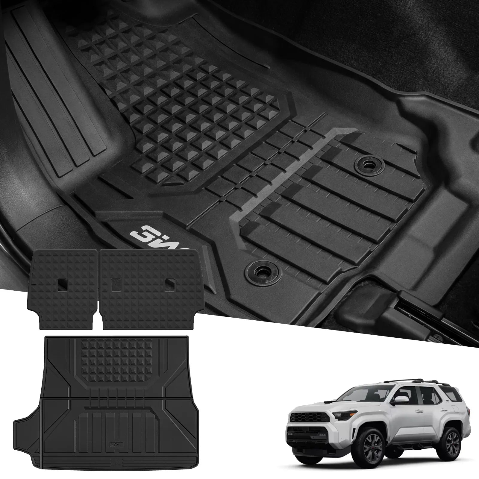 Cargo Liner/ Seat Back Protector Set for Toyota 4Runner 2025-2026 Gas Models & 5-Seat Only TPE Car Mats All Weather Protection Custom Fit Easy Clean Durable