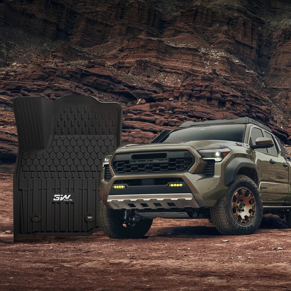 3W Custom Floor Mats Fit Toyota Tacoma Hybrid 2024-2025 (Double Cab) TPE All Weather Custom Fit 3Wliners