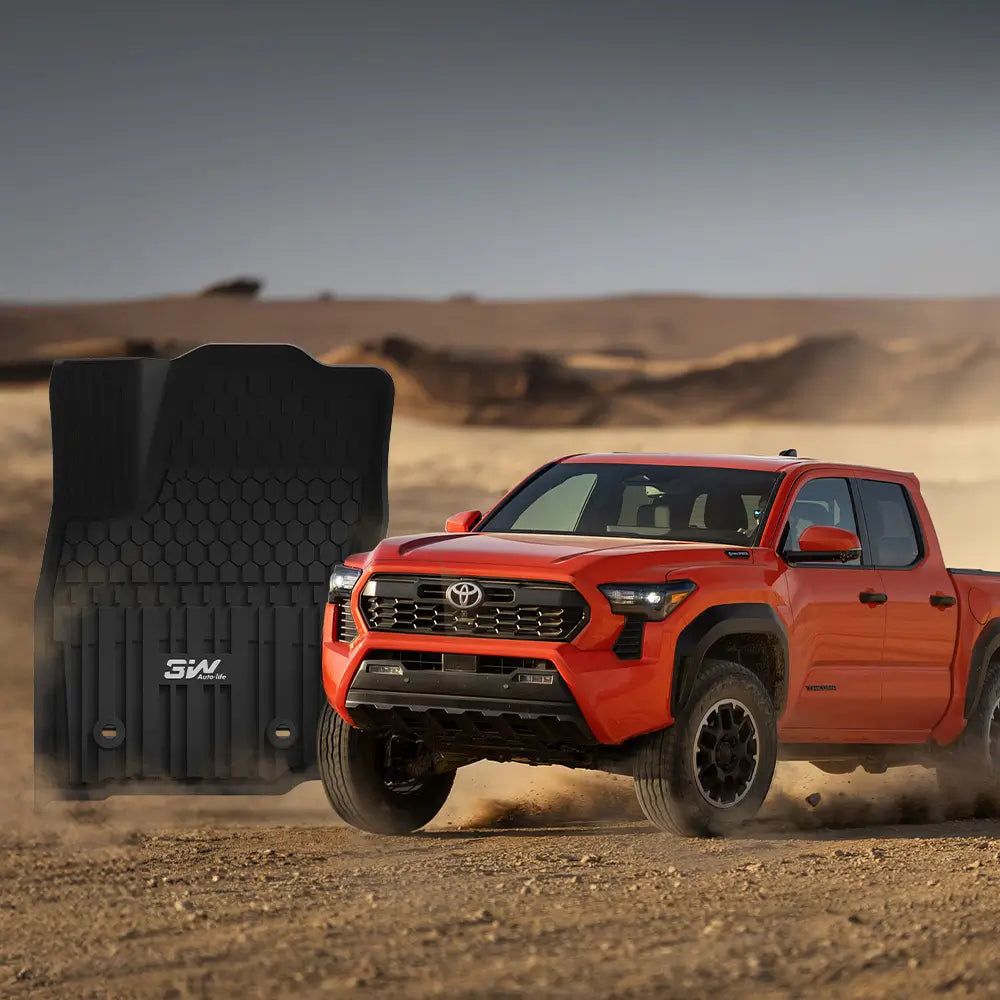3W Custom Floor Mats Fit Toyota Tacoma Hybrid 2024-2025 (Double Cab) TPE All Weather Custom Fit 3Wliners