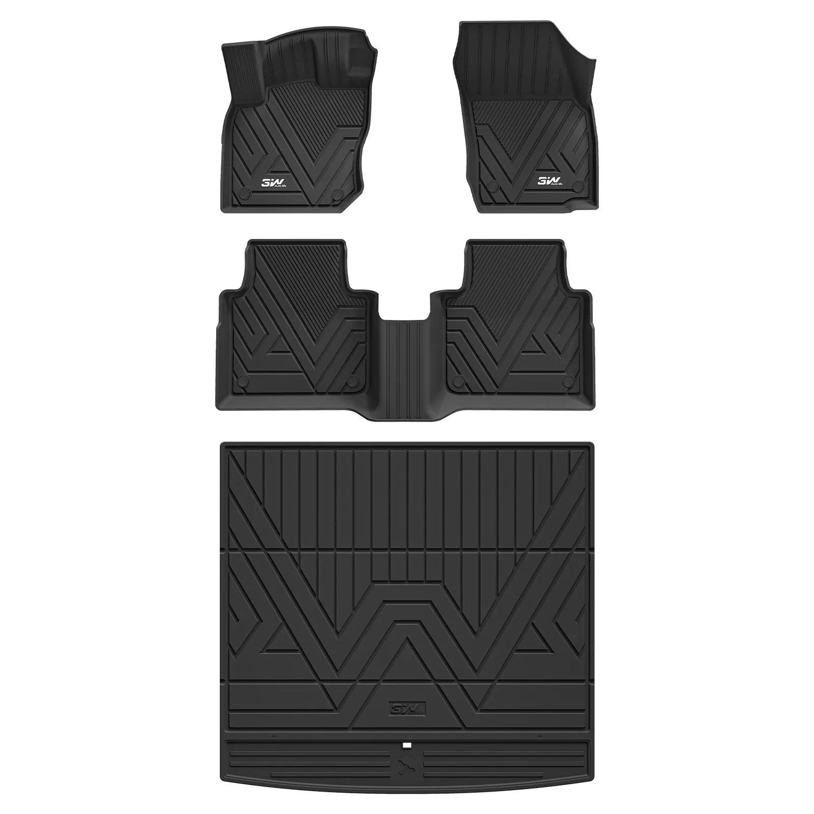 3W Floor Mats & Cargo Liner for Volkswagen Tiguan 2025 2026, All-Weather Protection TPE Car Mats 2 Rows Full Set for VW Tiguan Accessories, Black