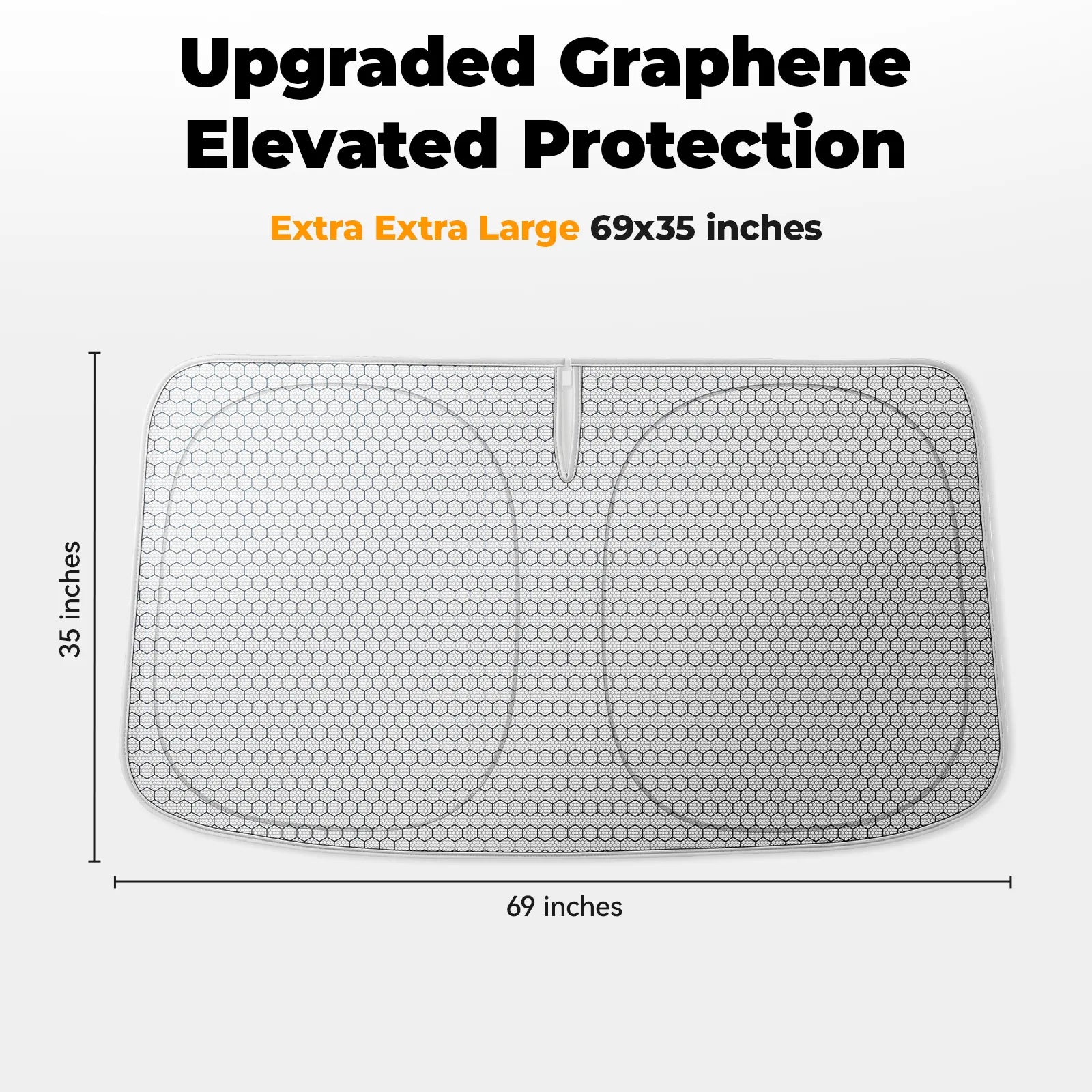 3W Graphene Car Windshield Sun Shade, F-Series F150 Expedition Escape Advanced Heat Dissipation Fabric Car Window Shades, Blocks 99% UV & Infrared Rays(69" L x 35" W)