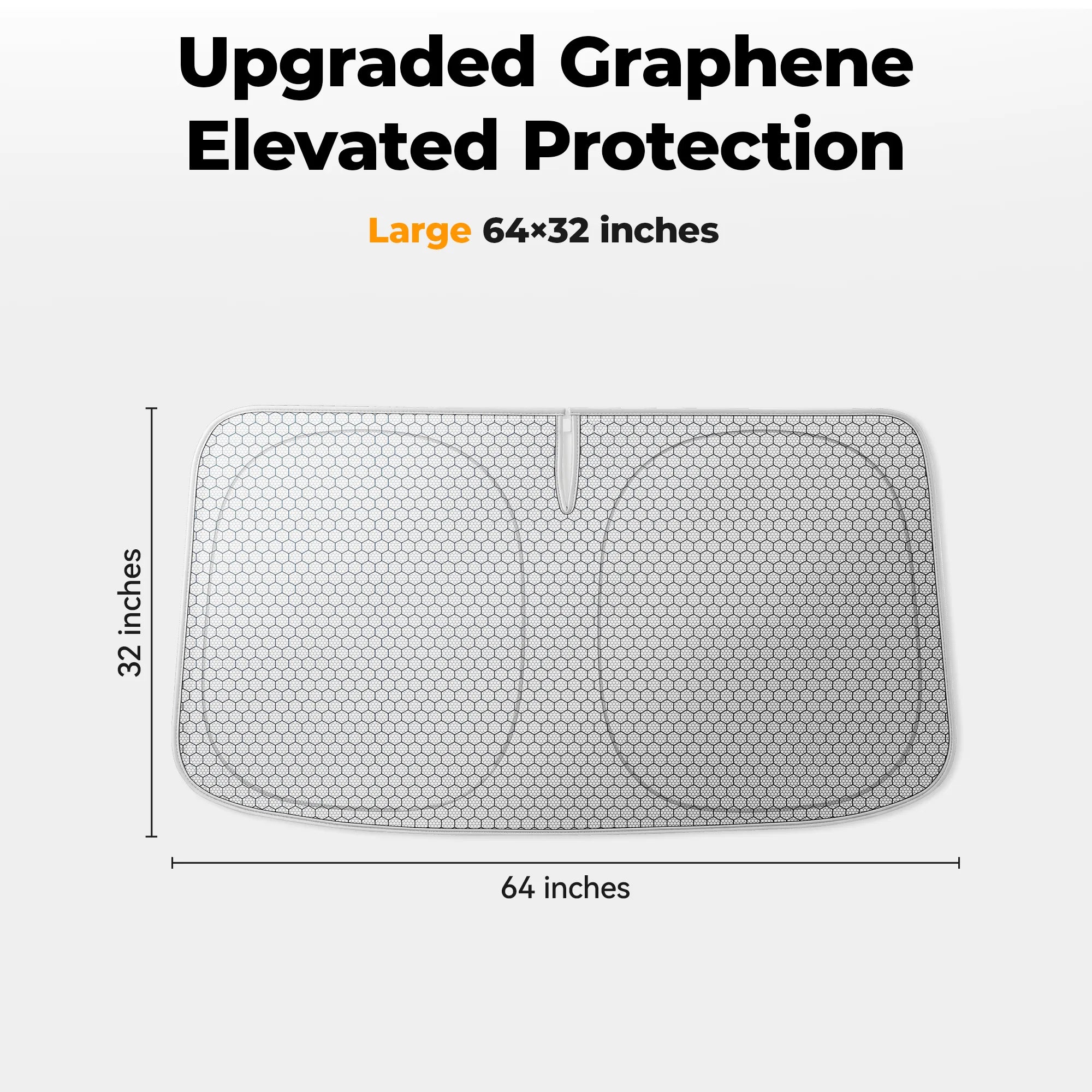 3W Graphene Car Windshield Sun Shade, Fit for Chevrolet Colorado Suburban Equinox/ GMC Yukon/ Nissan Frontier/ Toyota RAV4 Advanced Heat Dissipation Fabric Car Window Shades, Blocks 99% UV & Infrared Rays(64" L x 32" W)