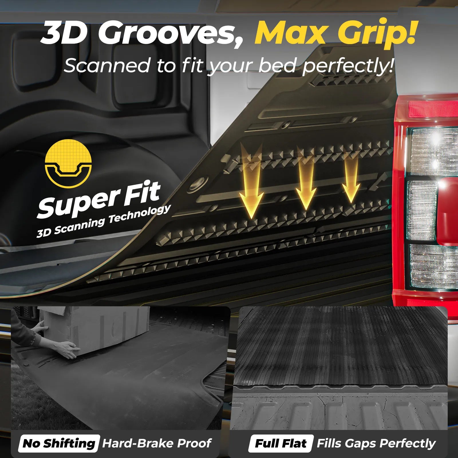 3W All-Weather Thorex™ Floor Mats Fit Ford F150 / F-150 Lightning SuperCrew Cab 2015-2025 (without Original Folding Under-Seat Storage Box)