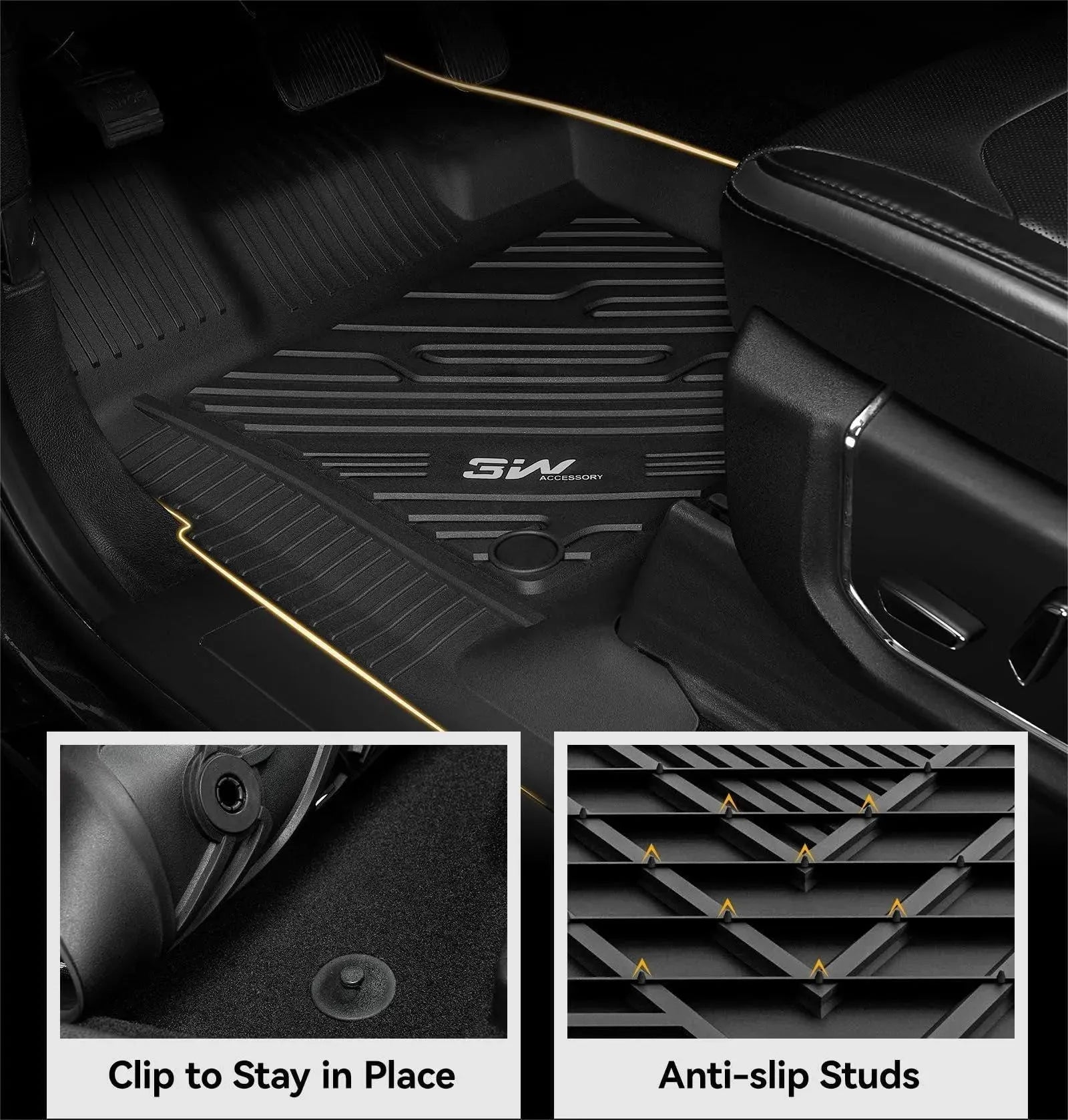 3W Custom Floor Mats Ford F250 F350 F450 F550 2017-2024 Super Duty CrewCab with Under Seat Storage F150 2015-2024 Vehicles & Parts 3W