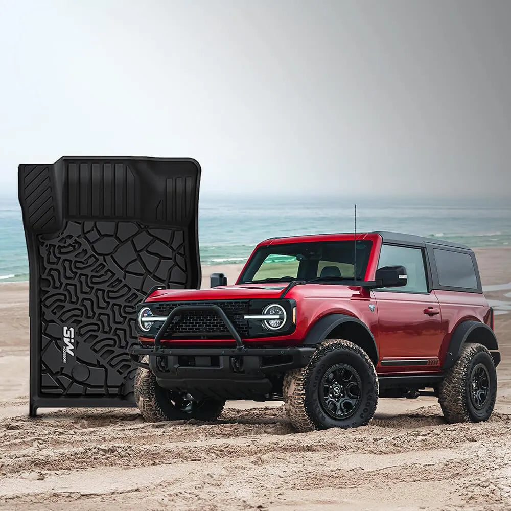 3W Ford Bronco 2-Door 2021-2024 Floor Mats Trunk Mats TPE Material & All-Weather Protection Vehicles & Parts 3Wliners