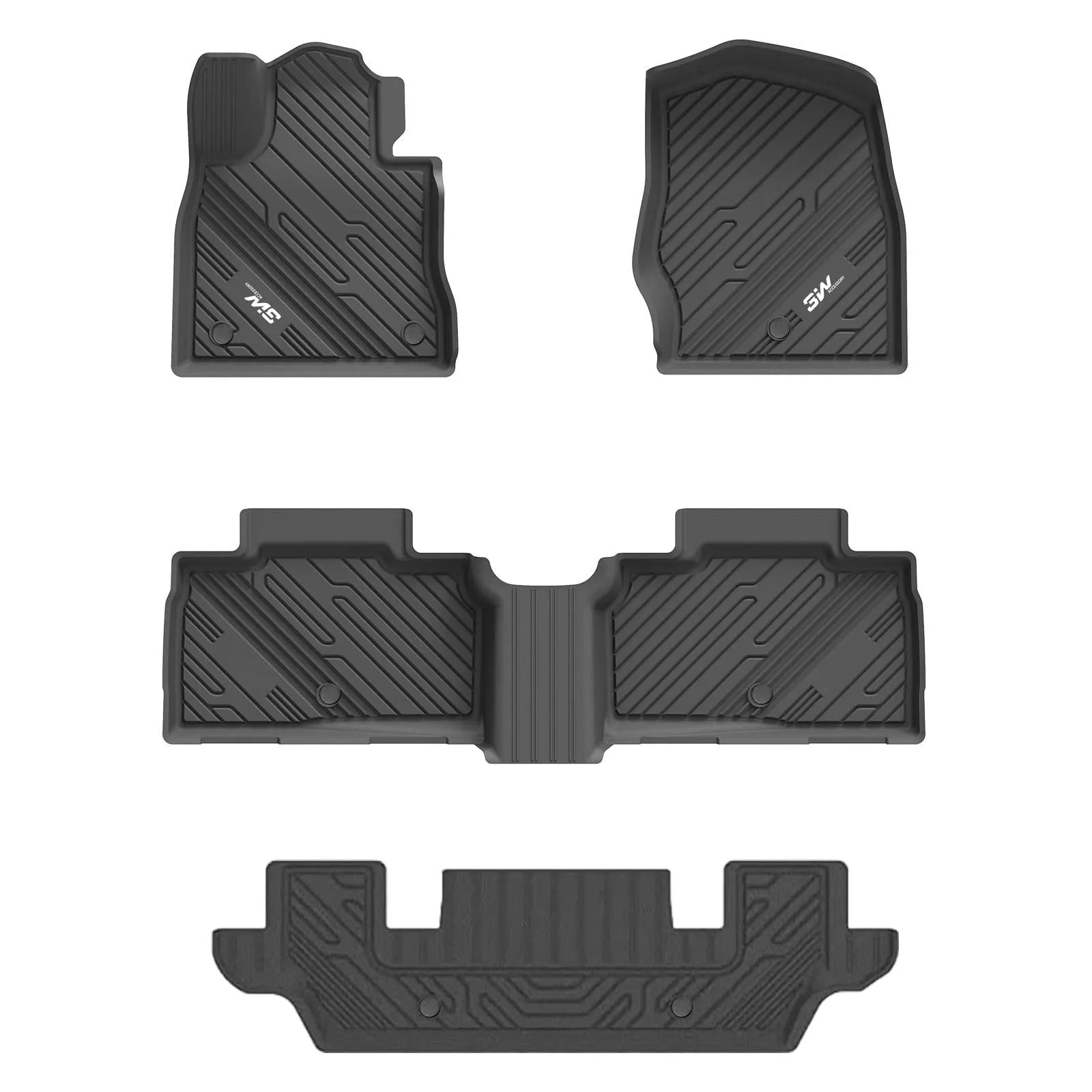 3W Ford Explorer 2020-2025 Floor Mats 7-Seat (Includes Hybrid) TPE Material & All-Weather Protection Vehicles & Parts 3Wliners 2020-2025 7 Seat Explorer 2020-2025 1st&2nd&3rd Row Mats