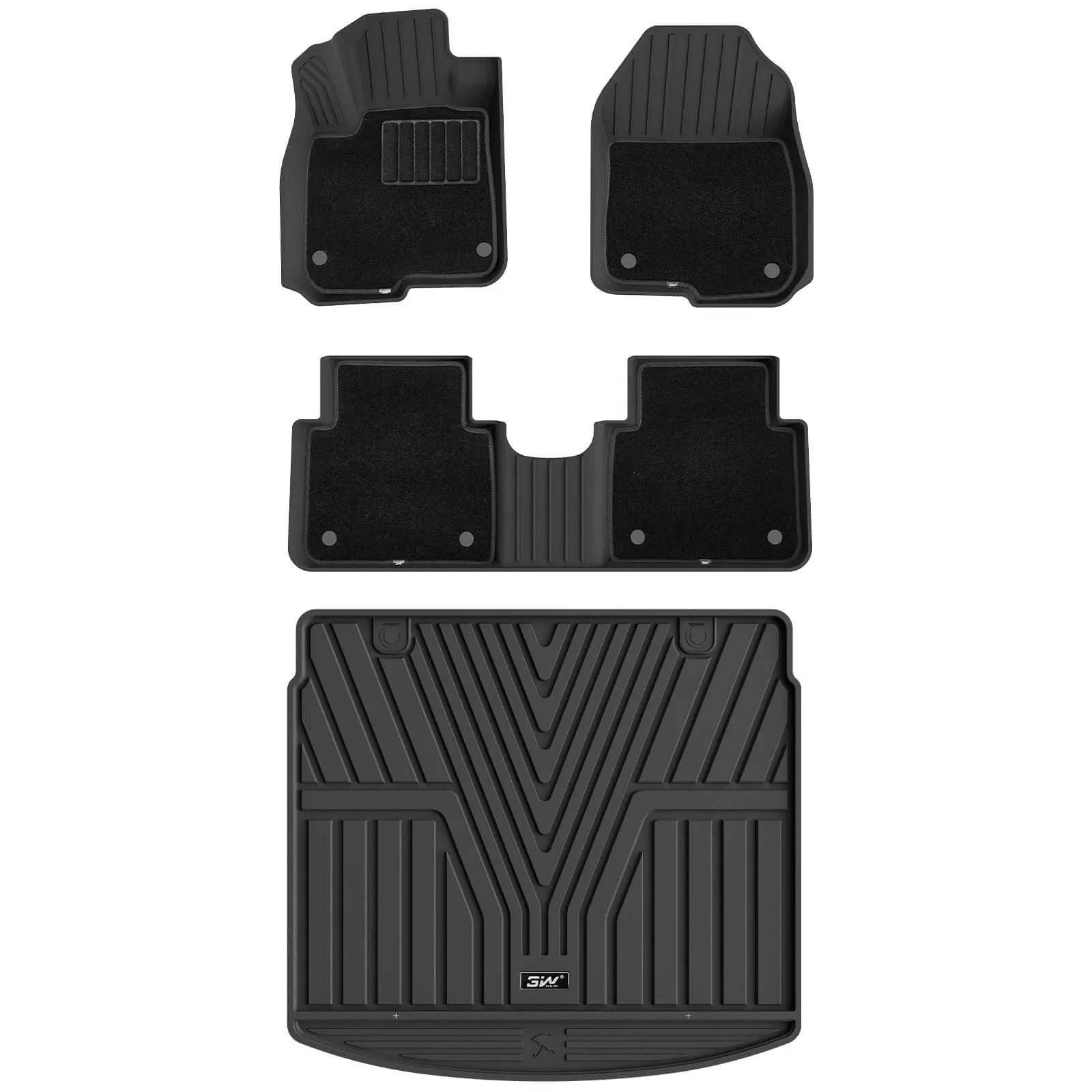 3W Honda CR-V 2017-2022 Floor Mats (Include Hybrid) / Trunk Mat (Non Hybrid) CRV Custom Mat TPE Material & All-Weather Protection Vehicles & Parts 3Wliners 2017-2022 CR-V 2017-2022 1st&2nd Row with Carpets+Trunk Mat