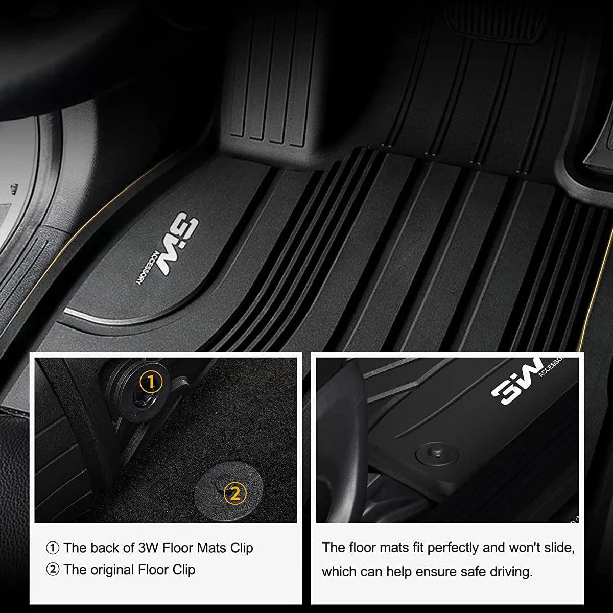3W Hyundai Santa Fe 2021-2023 (Only for Hybrid) Custom Floor Mats TPE Material & All-Weather Protection Vehicles & Parts 3Wliners