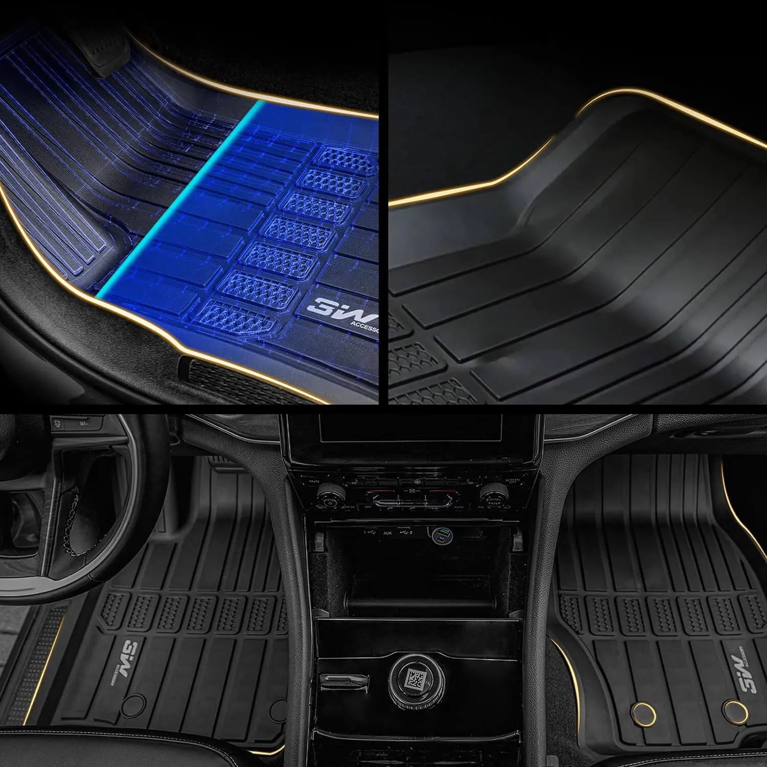 3W Jeep Grand Cherokee L 6 Seat 2021-2025 Custom Floor Mats / Trunk Mat TPE Material & All-Weather Protection Vehicles & Parts 3Wliners
