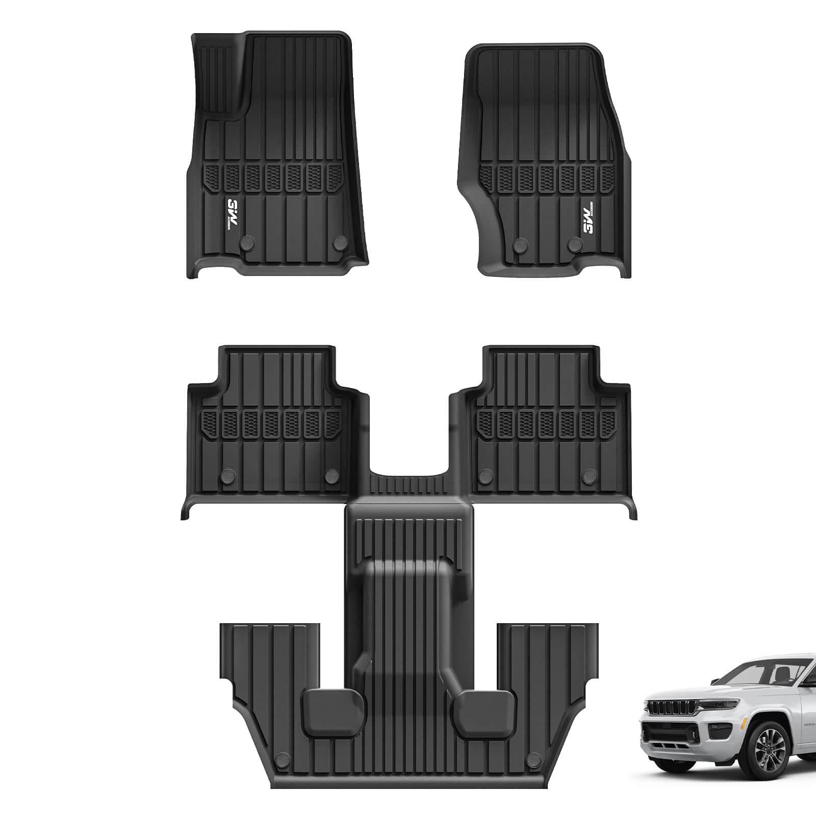 3W Jeep Grand Cherokee L 6 Seat 2021-2025 Custom Floor Mats / Trunk Mat TPE Material & All-Weather Protection Vehicles & Parts 3Wliners