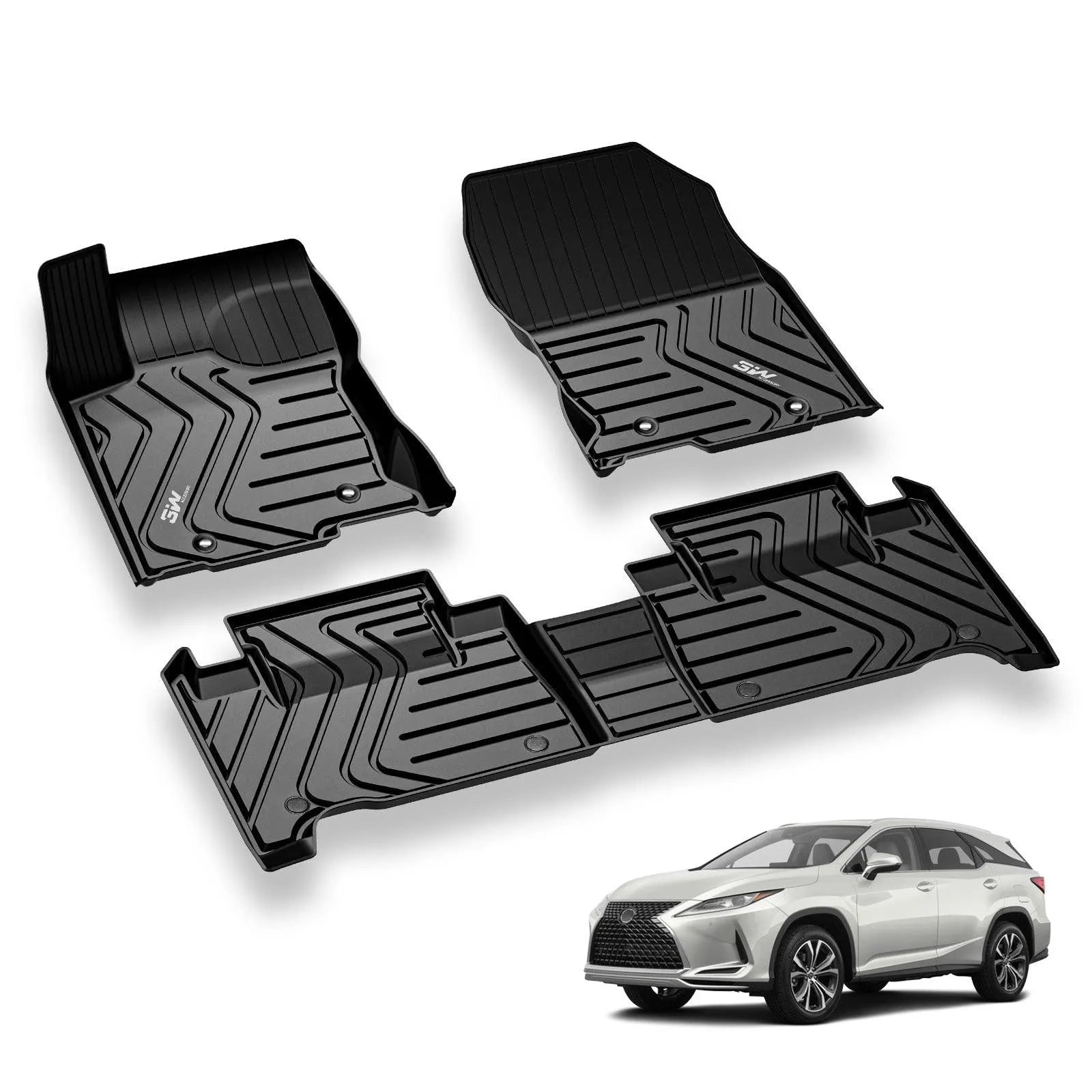 3W LEXUS RX 2016-2022 (RX350/RX450h) / 2018-2022 RXL (RX350L/450hL) Custom Floor Mats TPE Material & All-Weather Protection Vehicles & Parts 3Wliners 2016-2022 RX 2016-2022 1st&2nd Row Mats