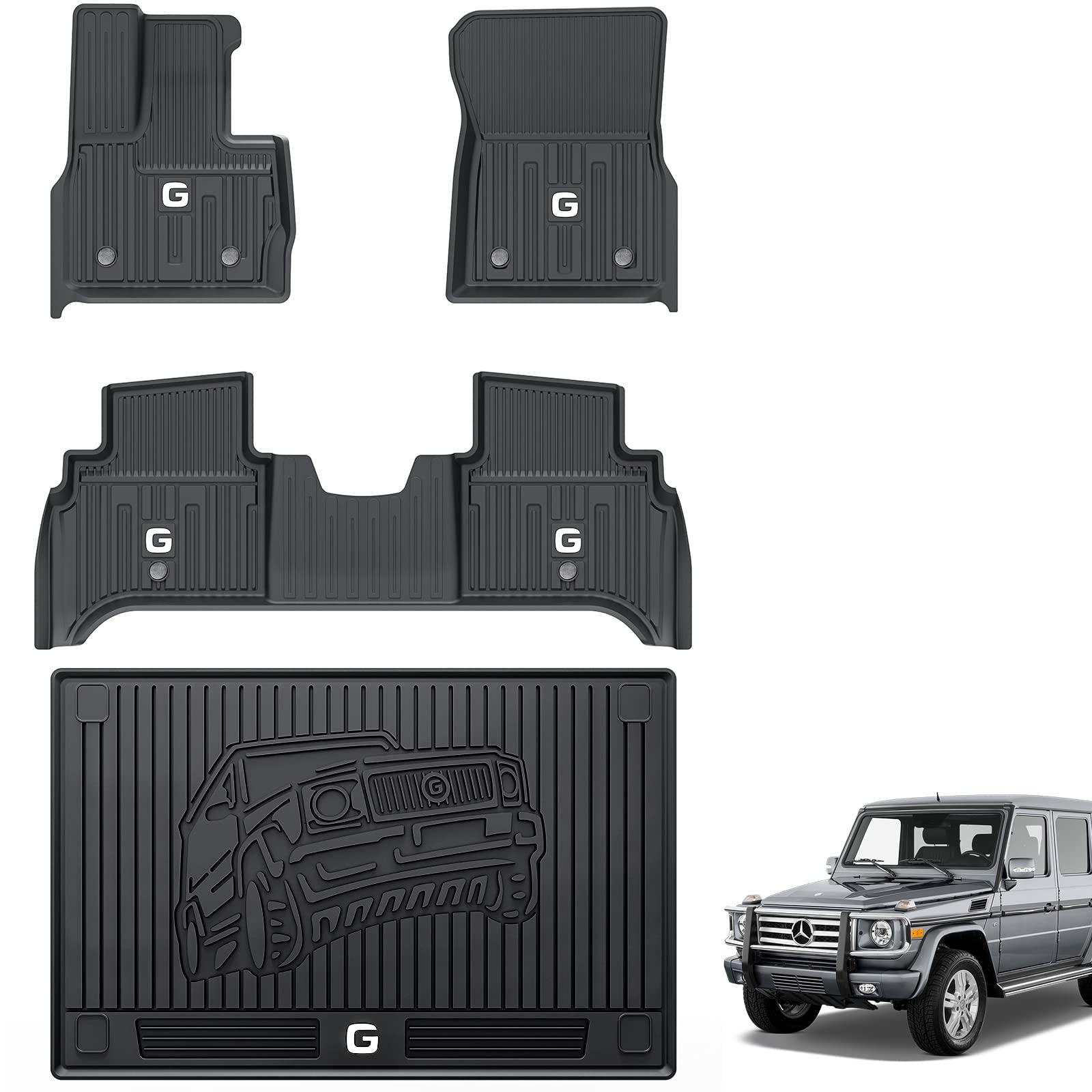 3W Mercedes-Benz G-Class 2019-2025 Custom Floor Mats / Trunk Mat TPE Material & All-Weather Protection Vehicles & Parts 3Wliners 2019-2025 G-Class 2019-2025 1st&2nd Row Mats + Trunk Mat