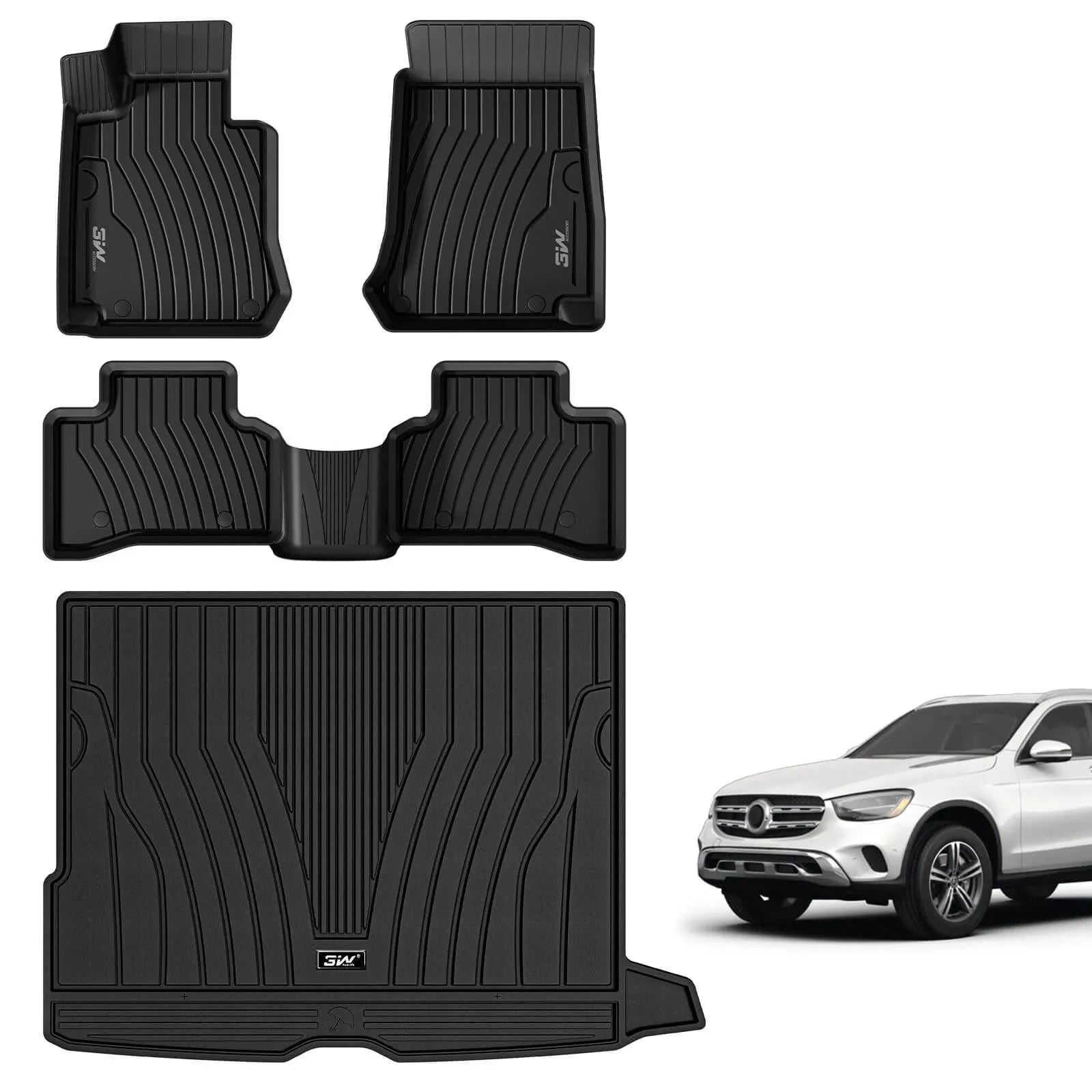 3W Mercedes-Benz GLC 2023 2025 Custom Floor Mats / Trunk Mat (Trunk Mat Not Fit Coupe Well) TPE Material & All-Weather Protection Vehicles & Parts 3Wliners 2023-2025 GLC 2023-2025 1st&2nd Row Mats+Rear Trunk Mat