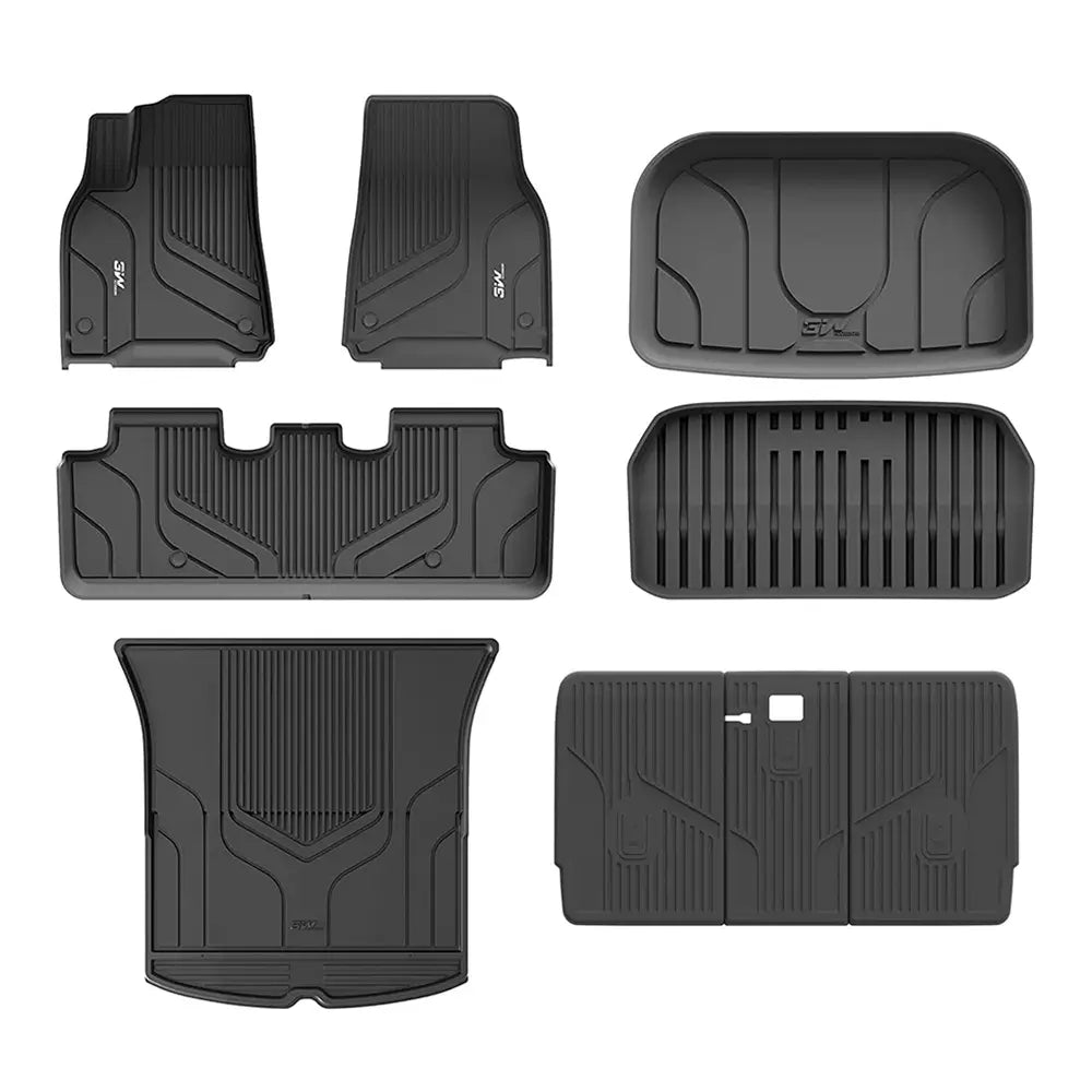 3W Tesla Model Y 2020-2024 Custom Floor Mats / Trunk Mats Thorex™ All-Weather Protection 5-Seater - 3Wliners