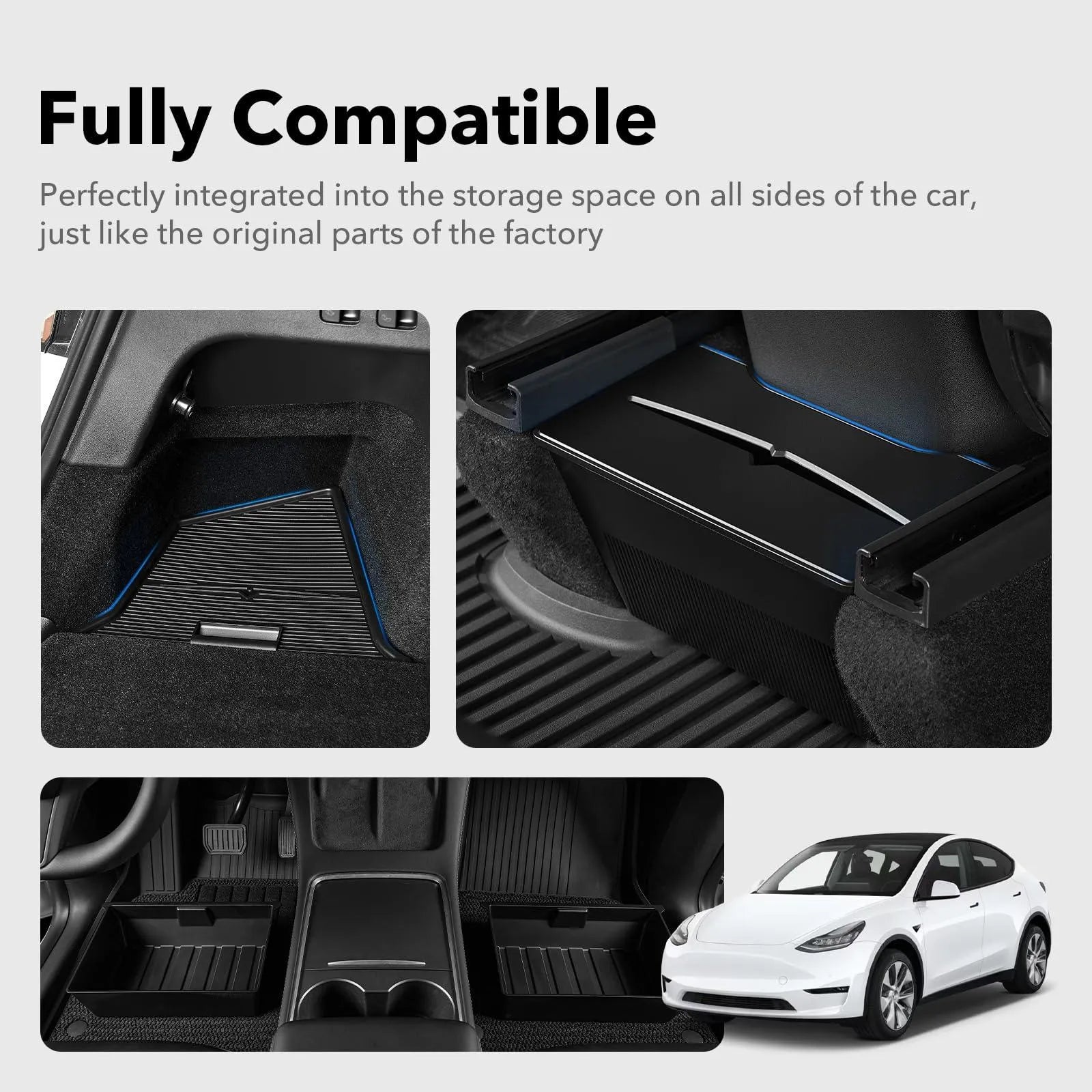 3W Tesla Model Y Accessories-Complete Storage Solution Kit (2020-2022) (2023-2024): Includes 2 Under Seat Storage Boxes, 2 Rear Trunk Organizers, and Rear Center Console Side Storage Box with Lids Vehicles & Parts 3Wliners