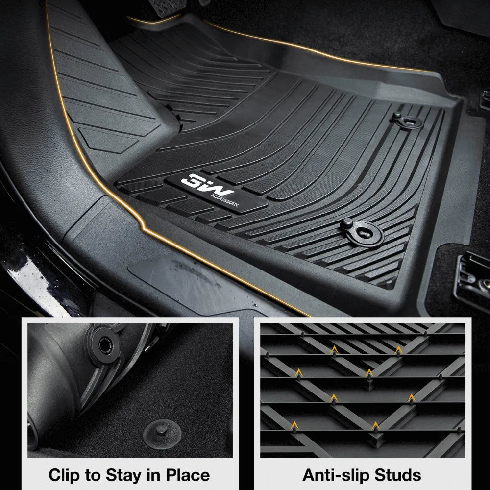 3W Toyota Tacoma 2016-2023 (Double Cab, Automatic) Floor Mats TPE All Weather Custom Fit 3Wliners